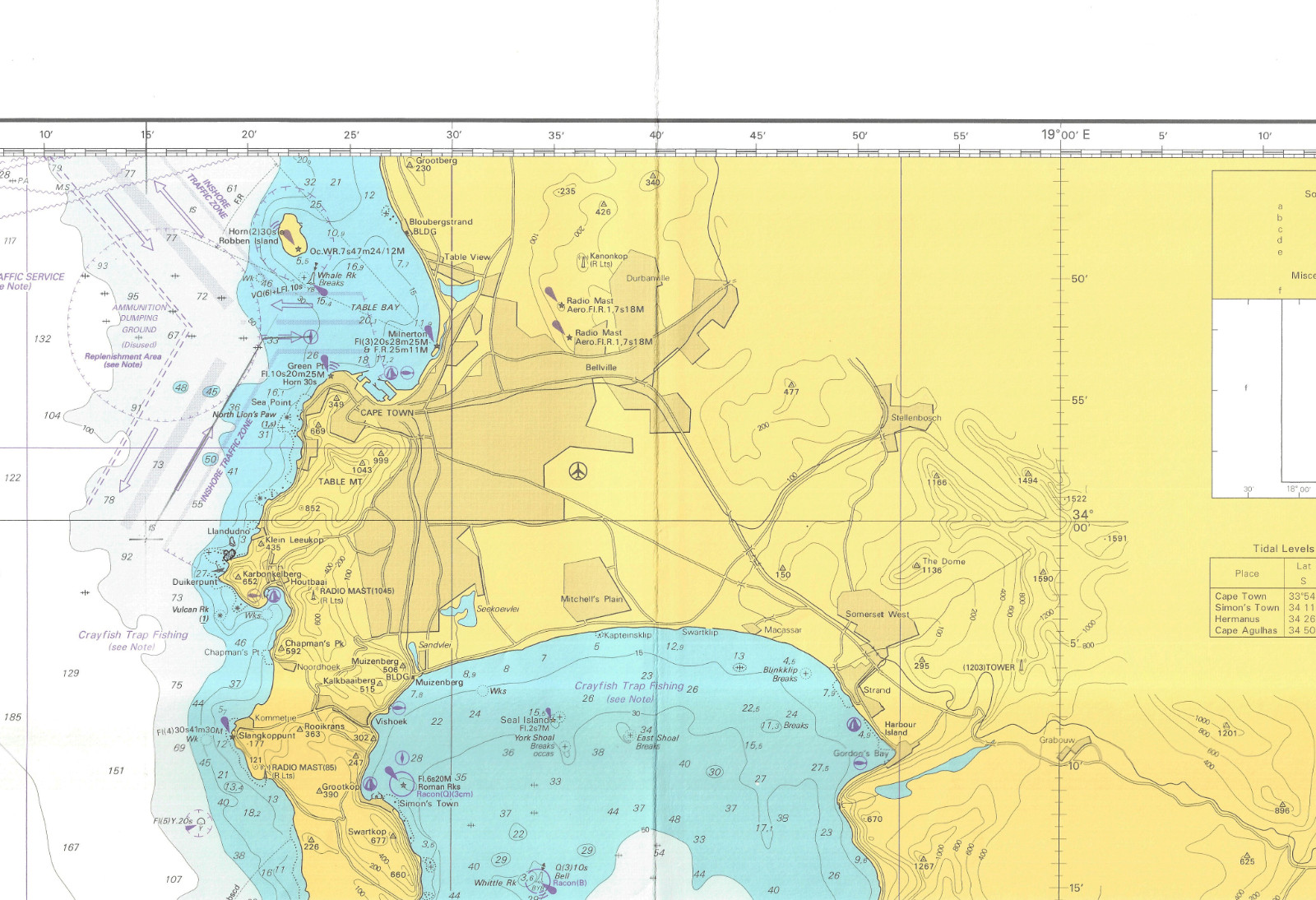 4152 Admiralty Chart Table Bay Cape Agulhas Republic South Africa Map Marine Wal