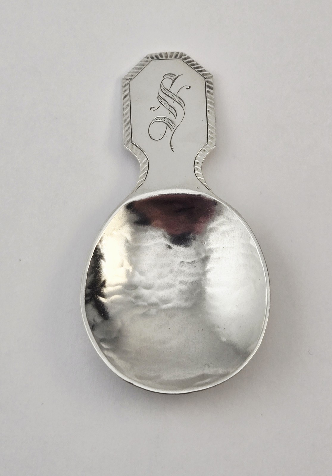 Vintage Sterling Silver Hammered Baby Caddy Spoon Monogram S 925 – 24g