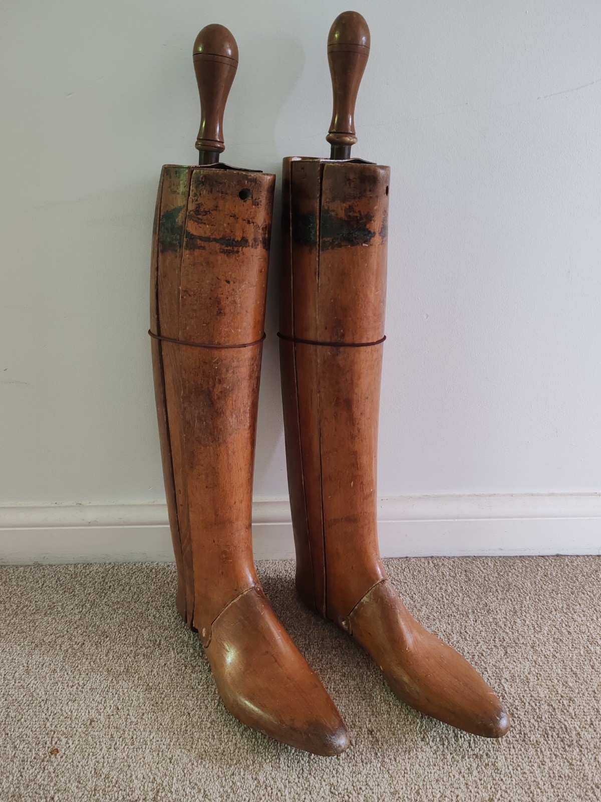 Antique Late 19th Early 20th Century Pair Of Riding Boot Wooden Trees/ Stoppers