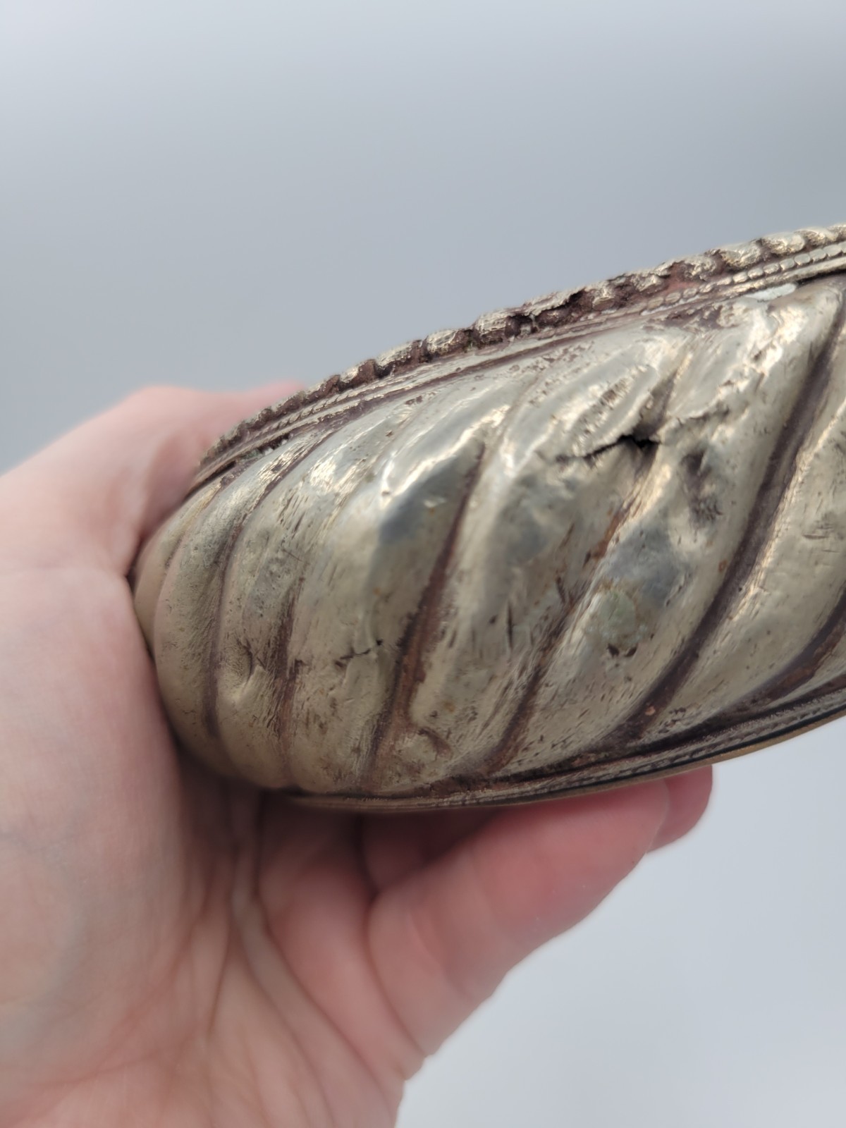 Antique Madhya Pradesh Omani slave cuff anklet manilla silver brass bowl Ashtray