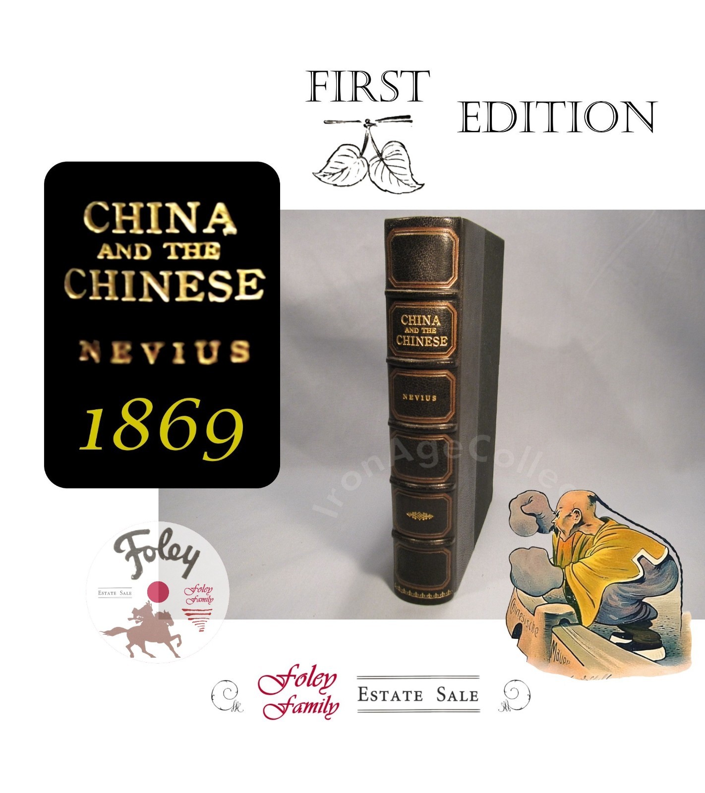 Antique 1869 First Edition China & Chinese Nevius Bible Missionary Leather USA