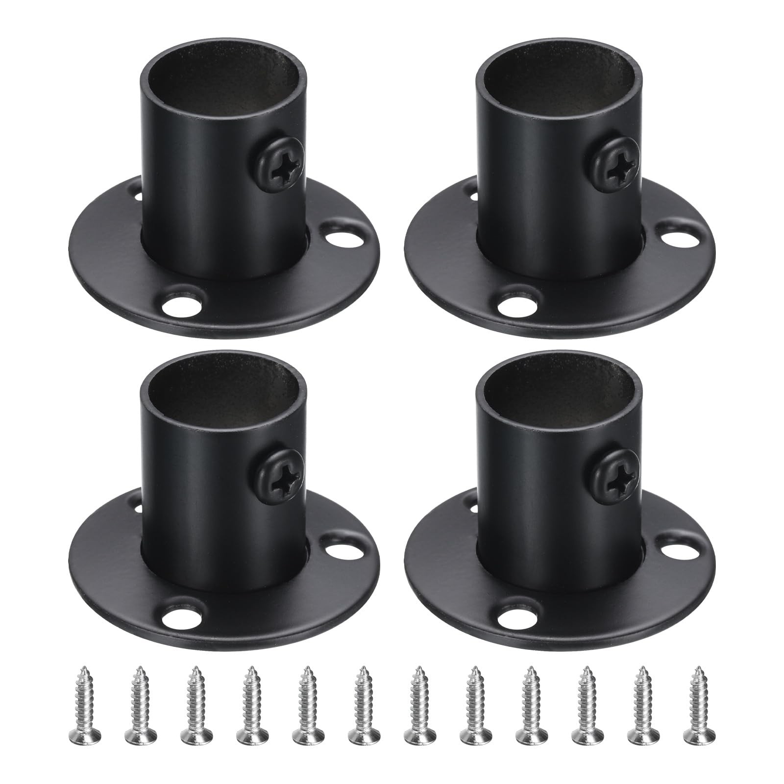 uxcell 4Pcs Stainless Steel Closet Rod Brackets, 3/4 Inch Dia Inch, Black