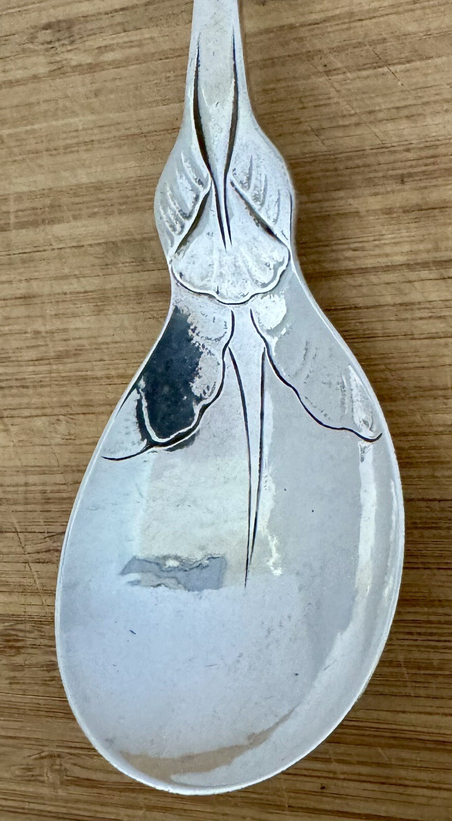 EARLY GEORG JENSEN ORNAMENTAL #50 SNAIL PATTERN STERLING 7 1/2″ SPOON 1915-1927