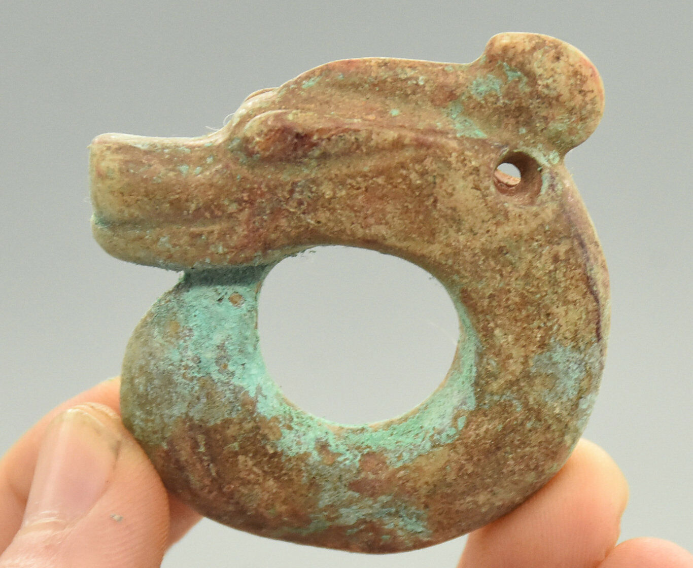 5.3 cm Hongshan Culture Old Jade Yu Pig Dragon Hook Loong Gou Amulet Pendant