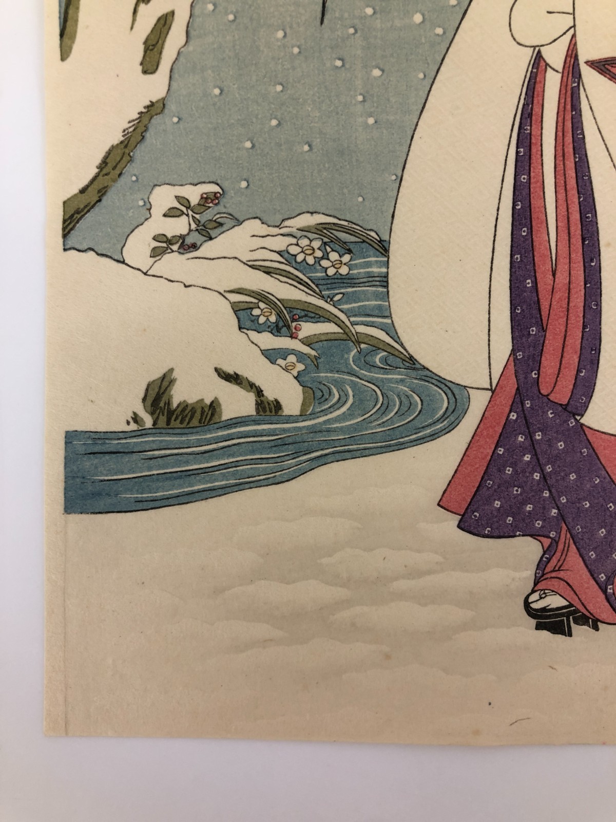 Harunobu Woodblock Reprint: Umbrella holder Bijin-ga Ukiyo-e
