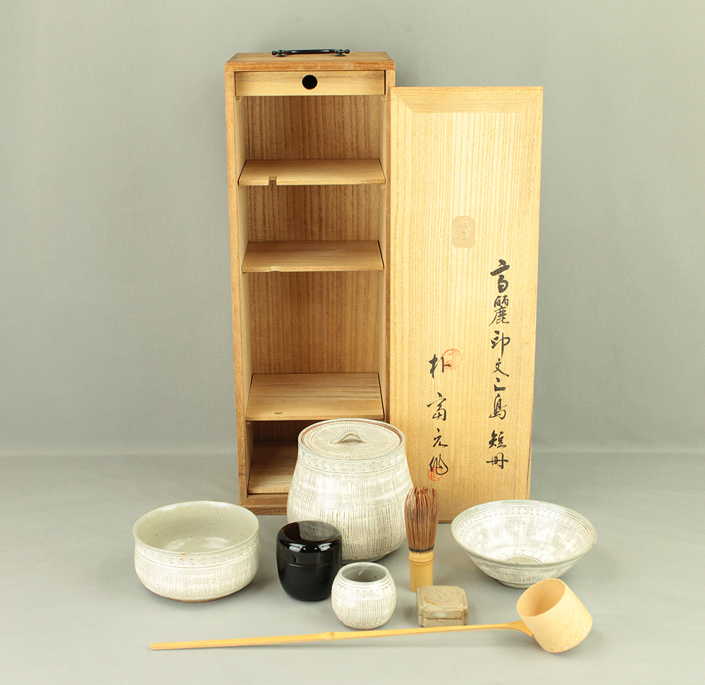 Japanese Mishima Portable Tea Ceremony Chest Box ‘Tanzaku Bako’ VA452