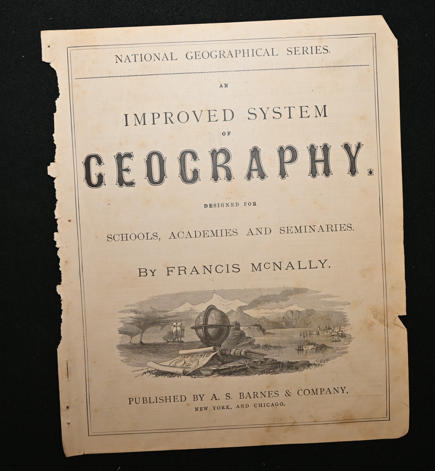 1866 Antique Map World Chart Ocean & Continental Basins Currents Co-Tidal Lines