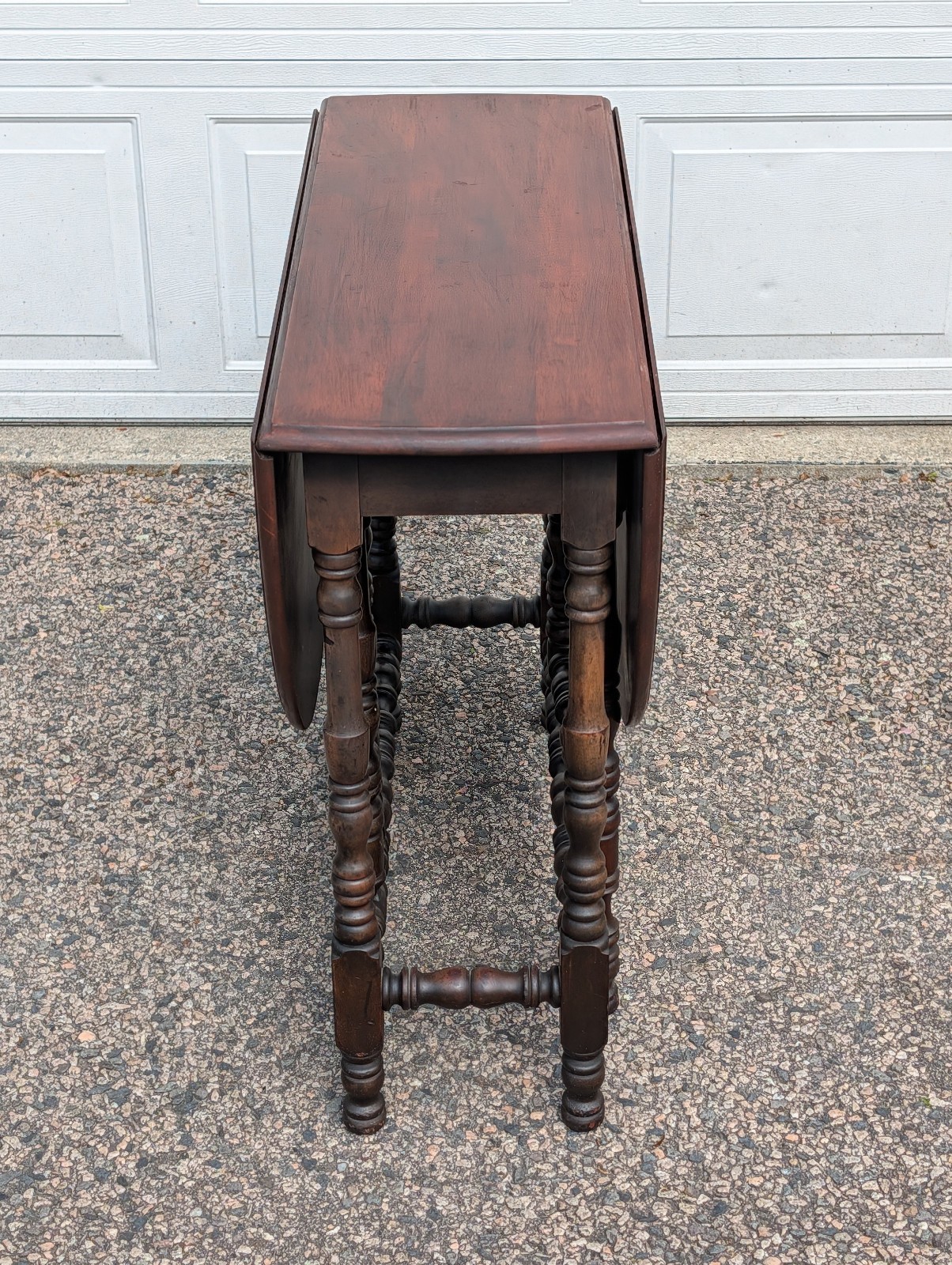 Vintage Mahogany Gate Leg Drop Leaf Table with Drawer, Oval, Solid Wood