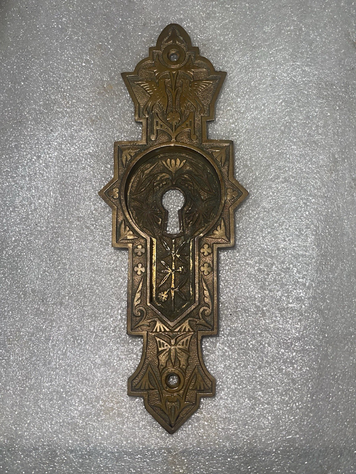Antique Birds & Butterflies Pocket Door, Backplate Eastlake Aesthetic NORWALK