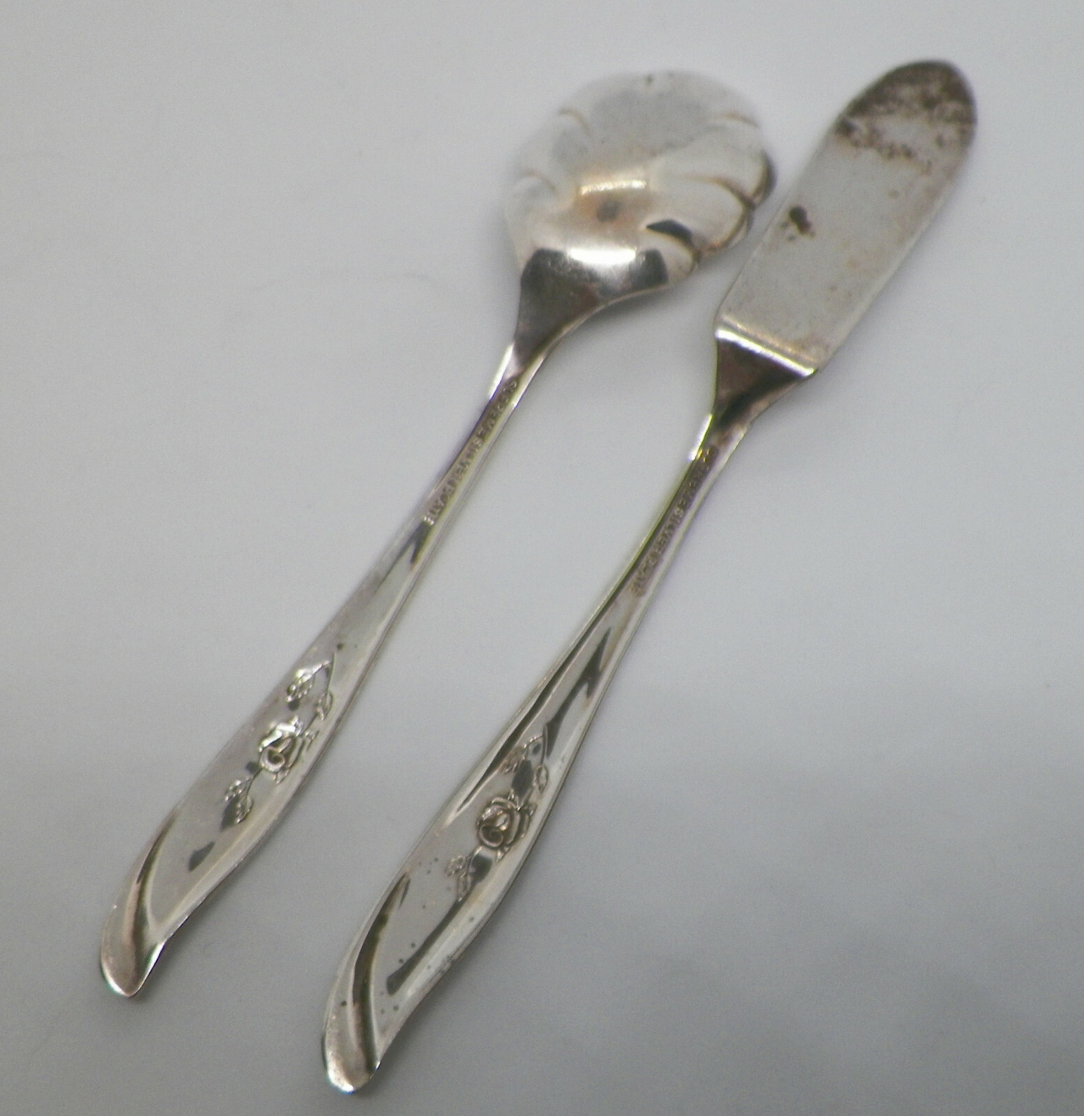 Supreme Silver Plate RANDOM ROSE Master Butter Knife/Sugar/Jelly Spoon 1960