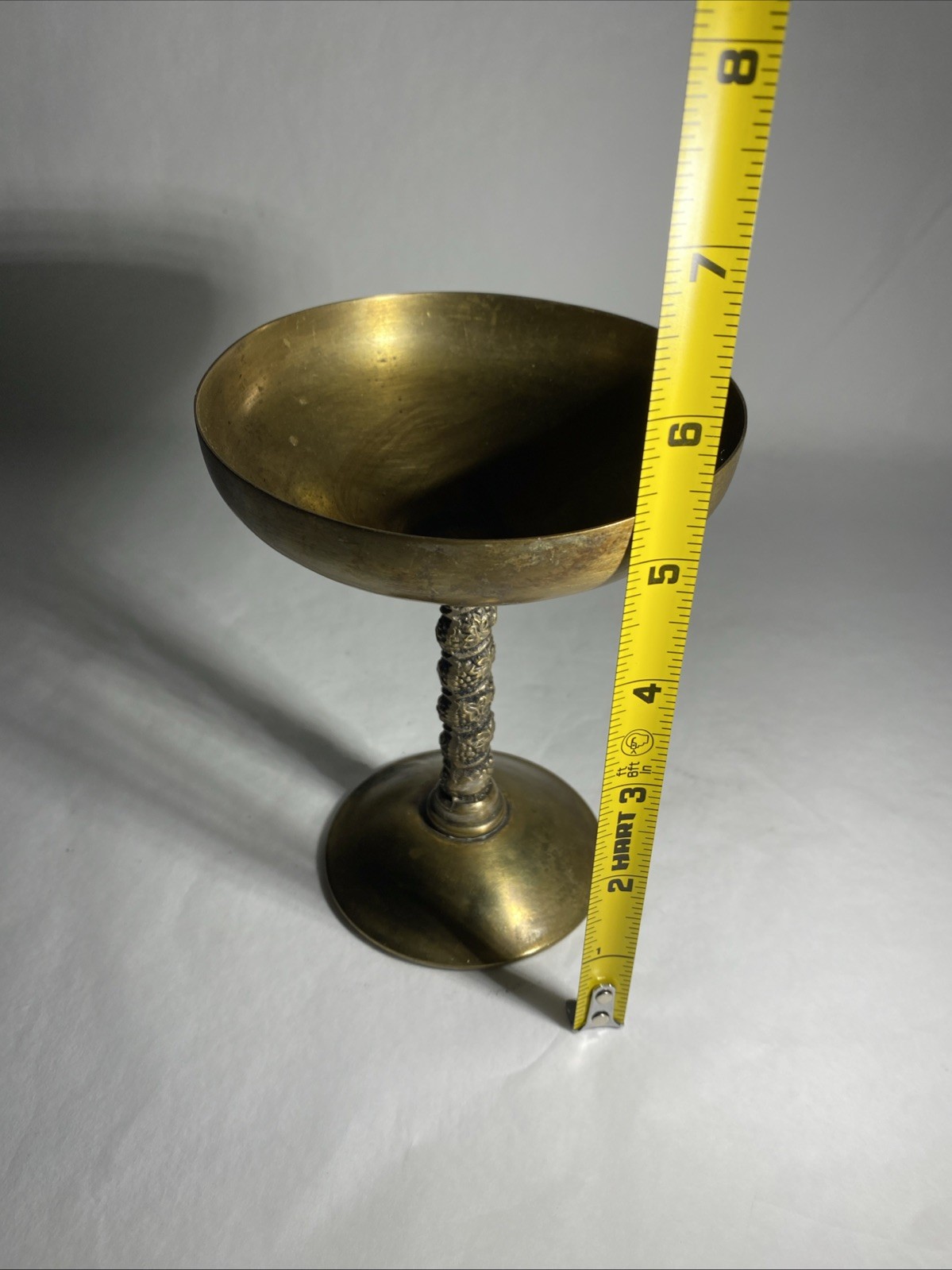 Vintage Solid Brass Gold Spanish Champagne Glass w/ Twisted Vine Stem MCM Patina