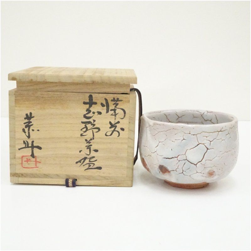 Shino Chawan Matcha Tea Bowl by Kyosuke Fujiwara Tomobako 4.6in Diameter