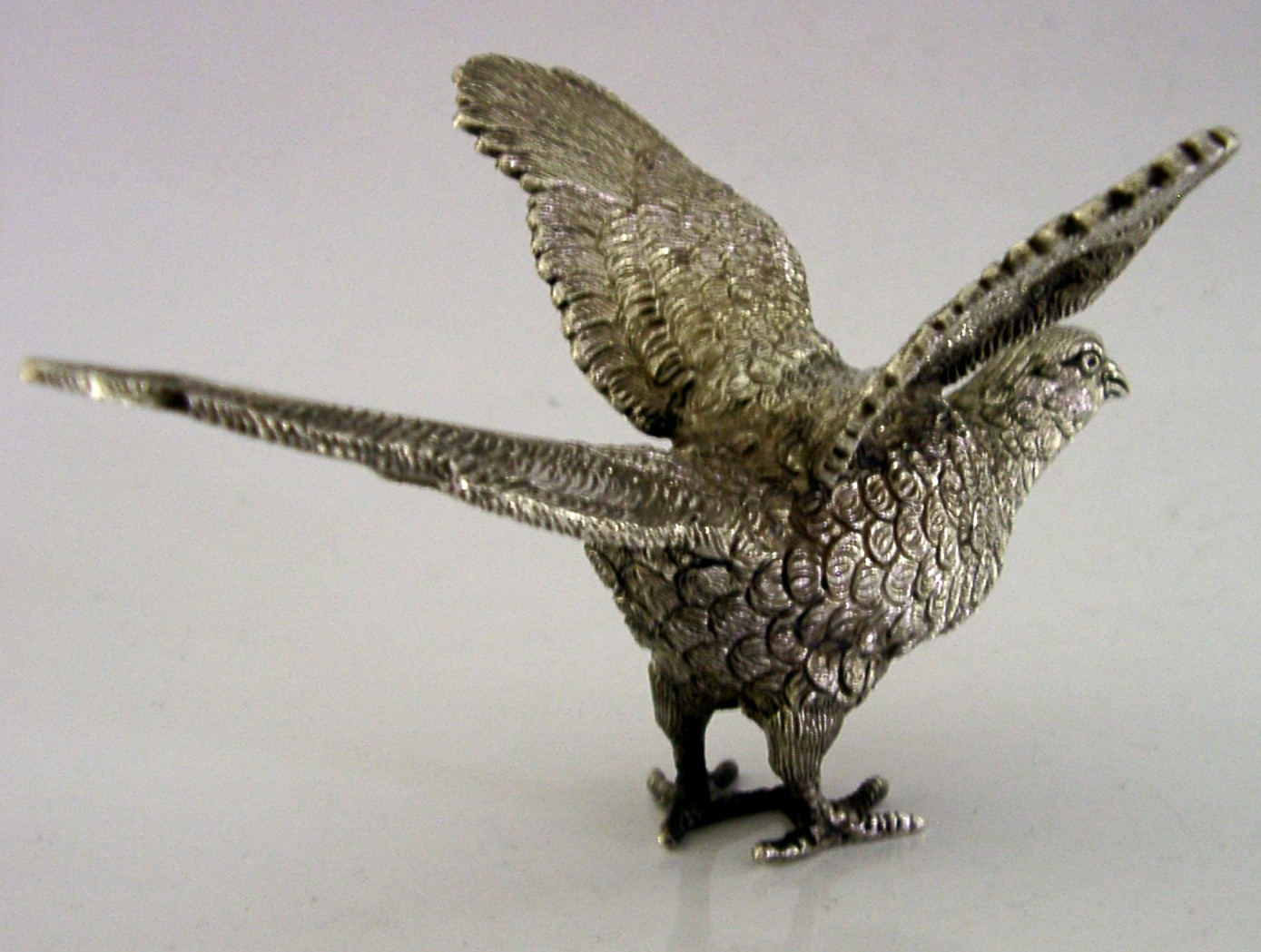 HEAVY 167g STERLING SILVER PHEASANT BIRD FIGURE 1998 HUNTING SHOOTING ENGLISH