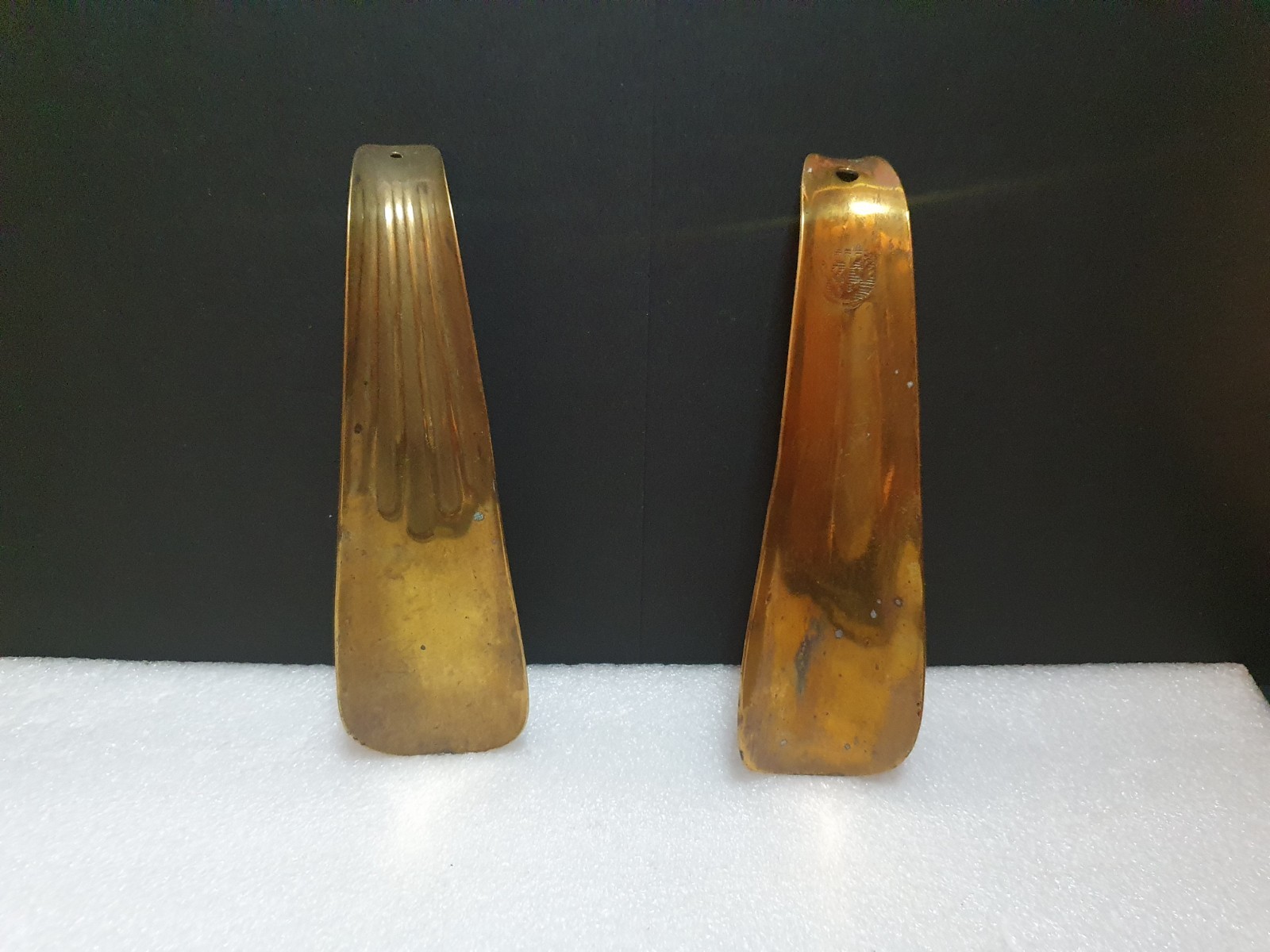Antique Curved Small Brass Shoe Horn x 2