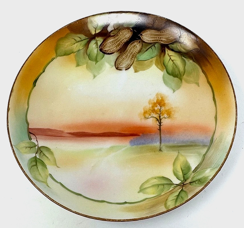 Nut, Candy Plate 1920 REALISTIC 3D PEANUTS Hand Painted Fall Color Nippon 7.5″
