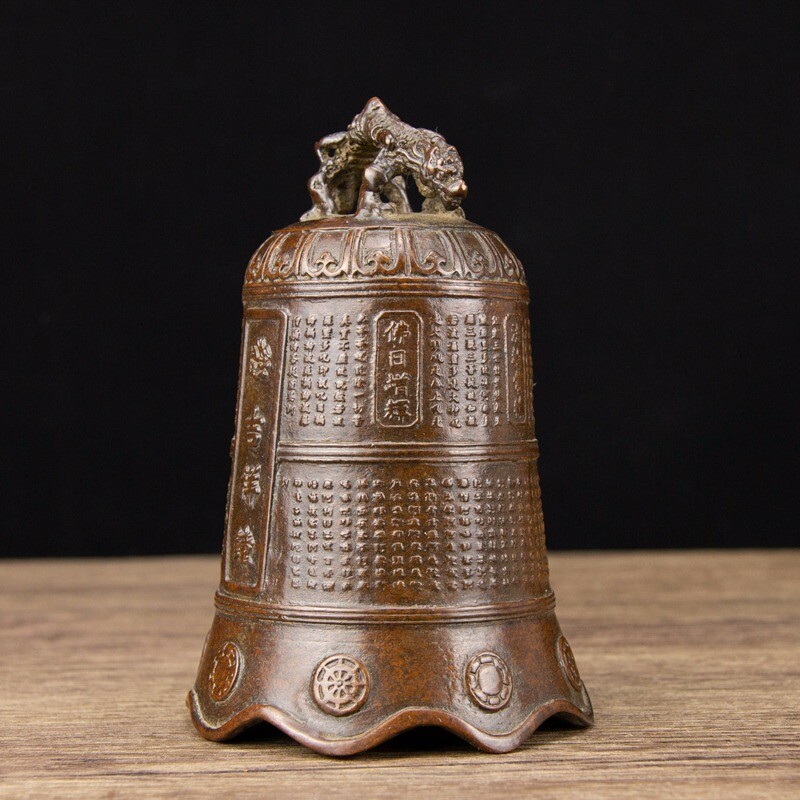 16 CM China Bronze bell Old Brass bell animal beast horologe