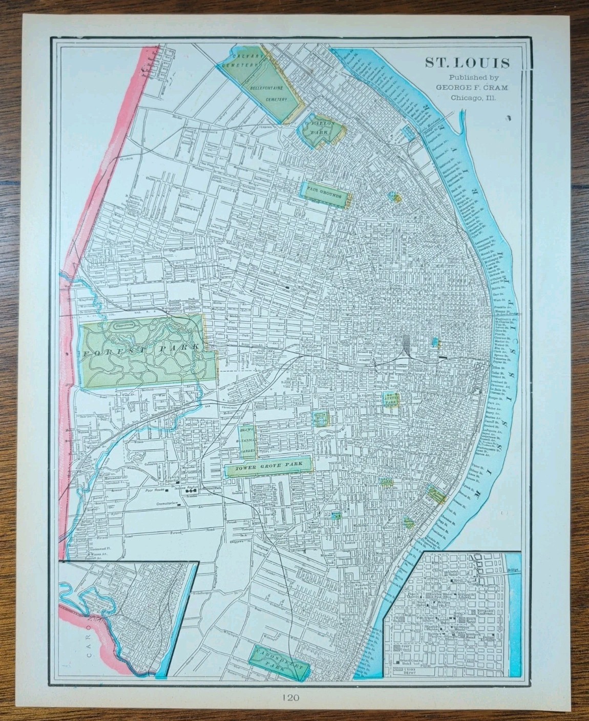 Vintage 1903 ST LOUIS MISSOURI Map 11″x14″ ~ Old Antique Original CARONDELET