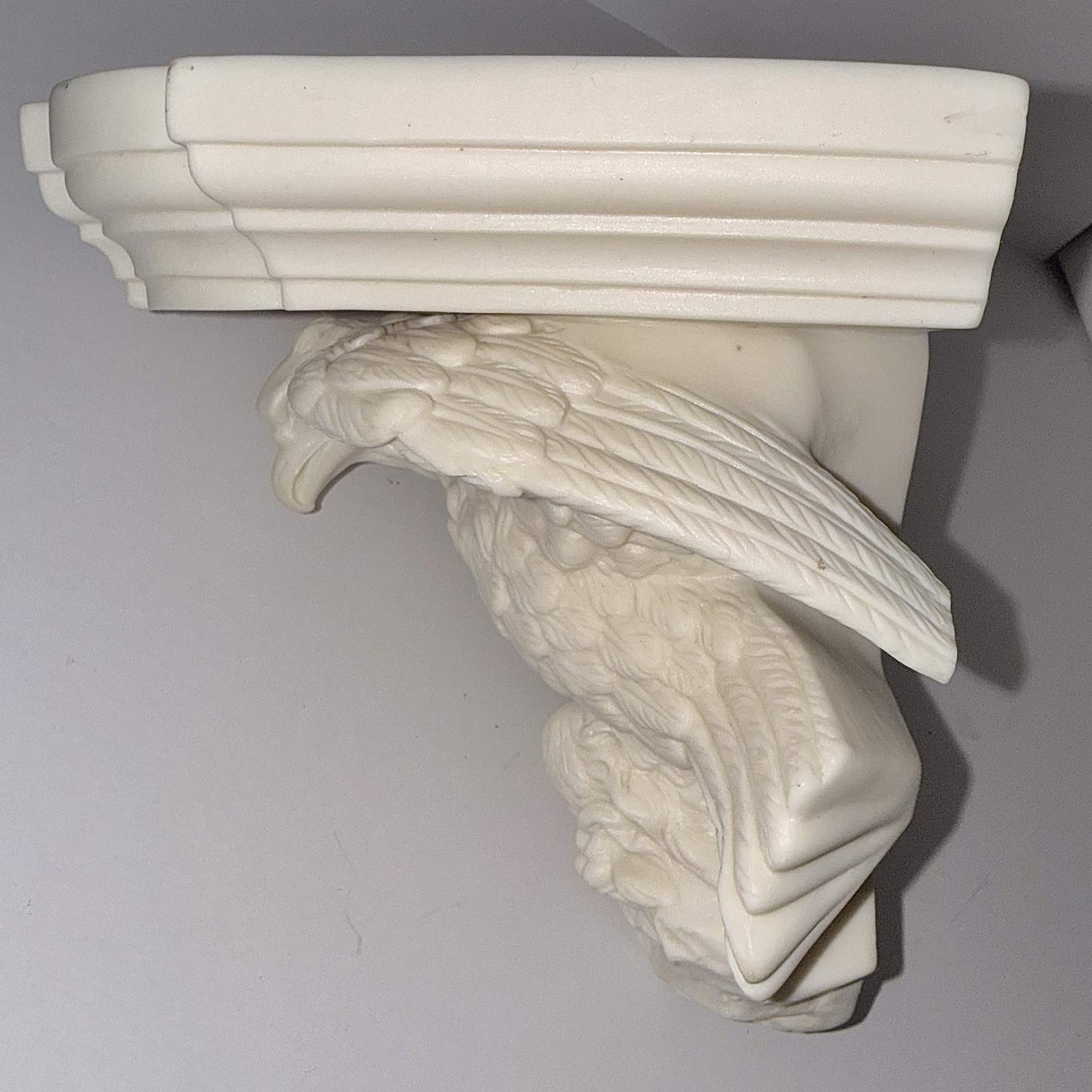 19th C. Parian Ware Eagle Wall Bracket Shelf, Victorian Oil Lamp Mount – Rare