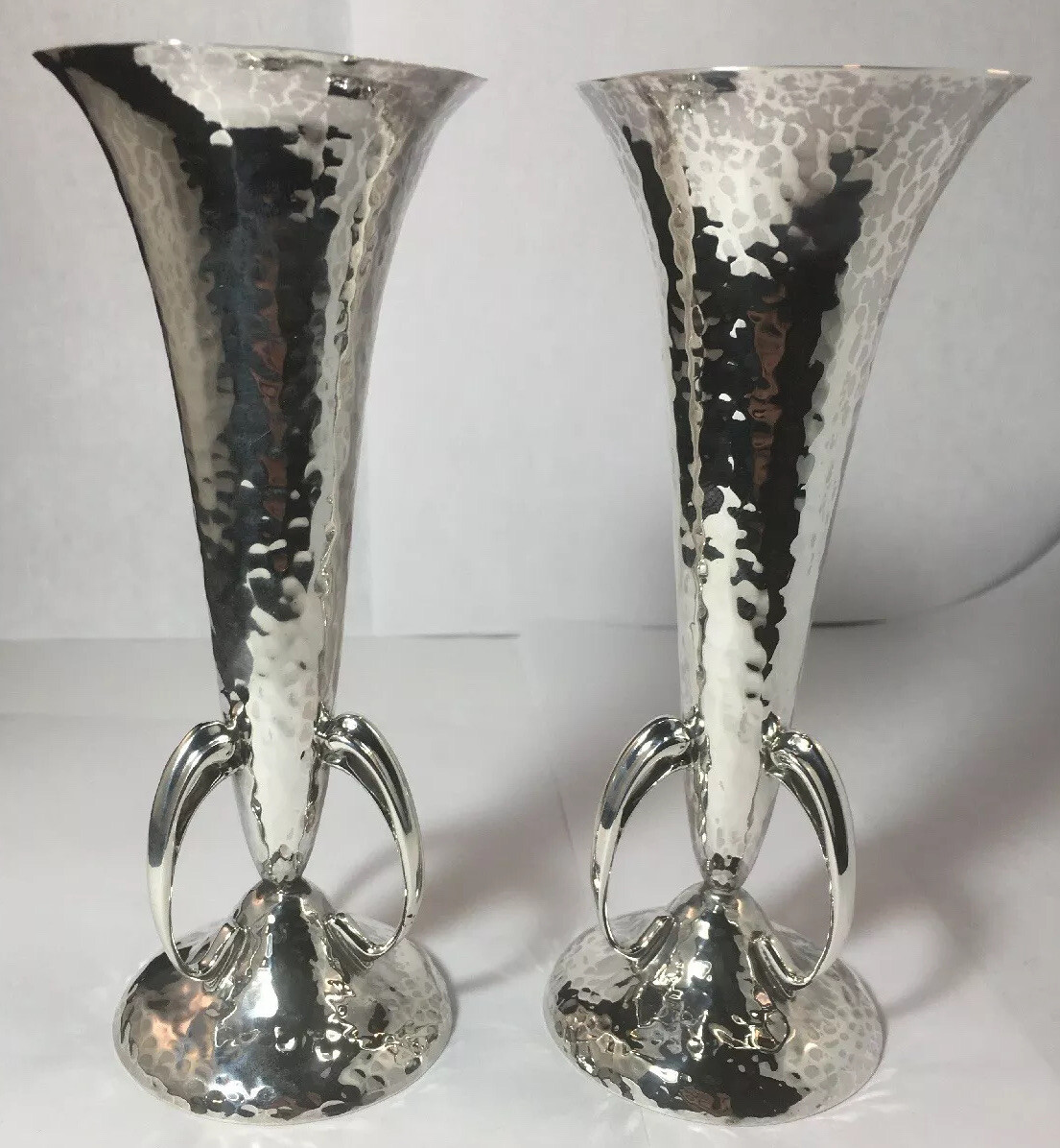 Pair Of English Arts & Crafts Sterling Silver Vases Goldsmiths & Silversmiths Co