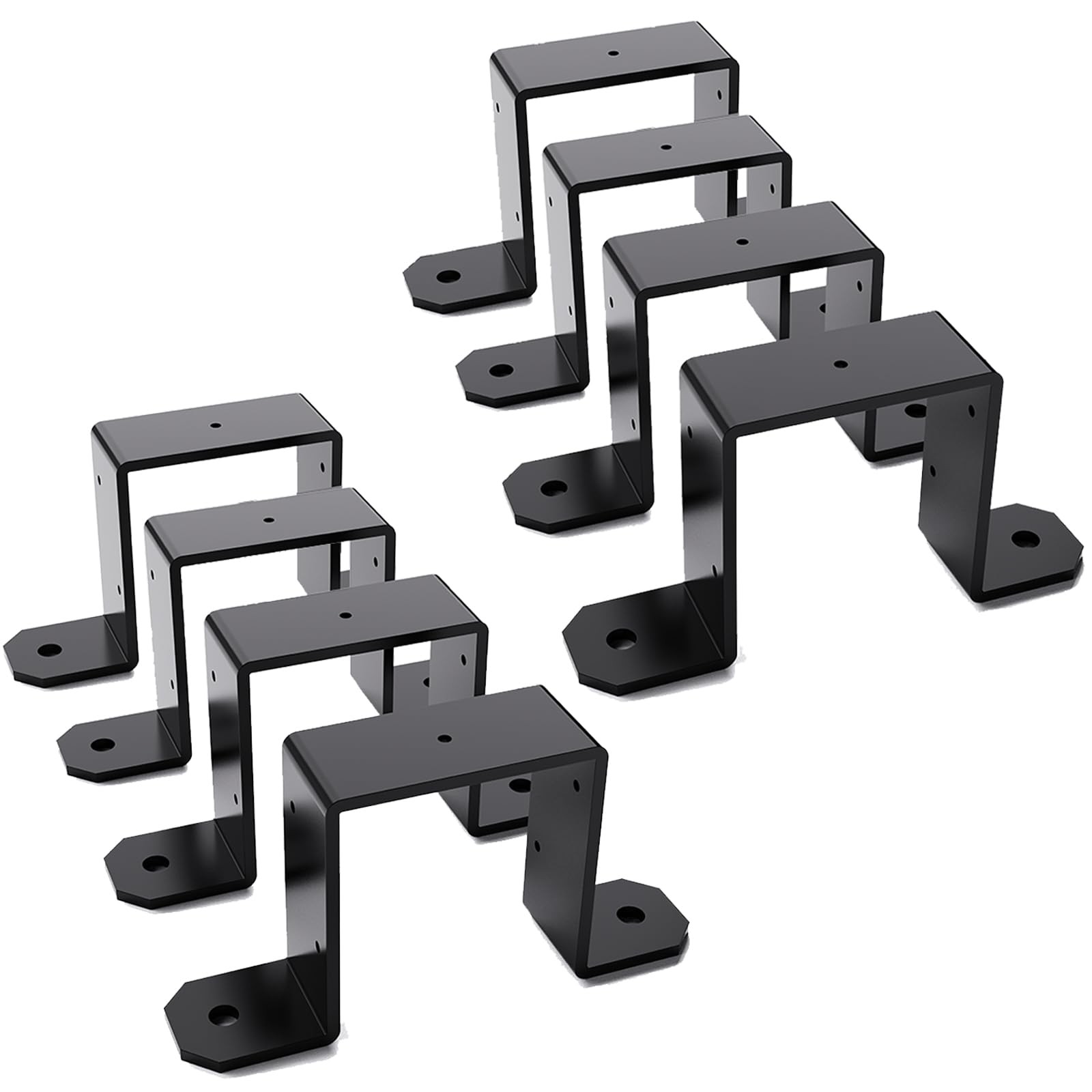 Demimy 4×4 Strap Post Ties, 8 Pack Brackets, 12-Gauge Large, Black