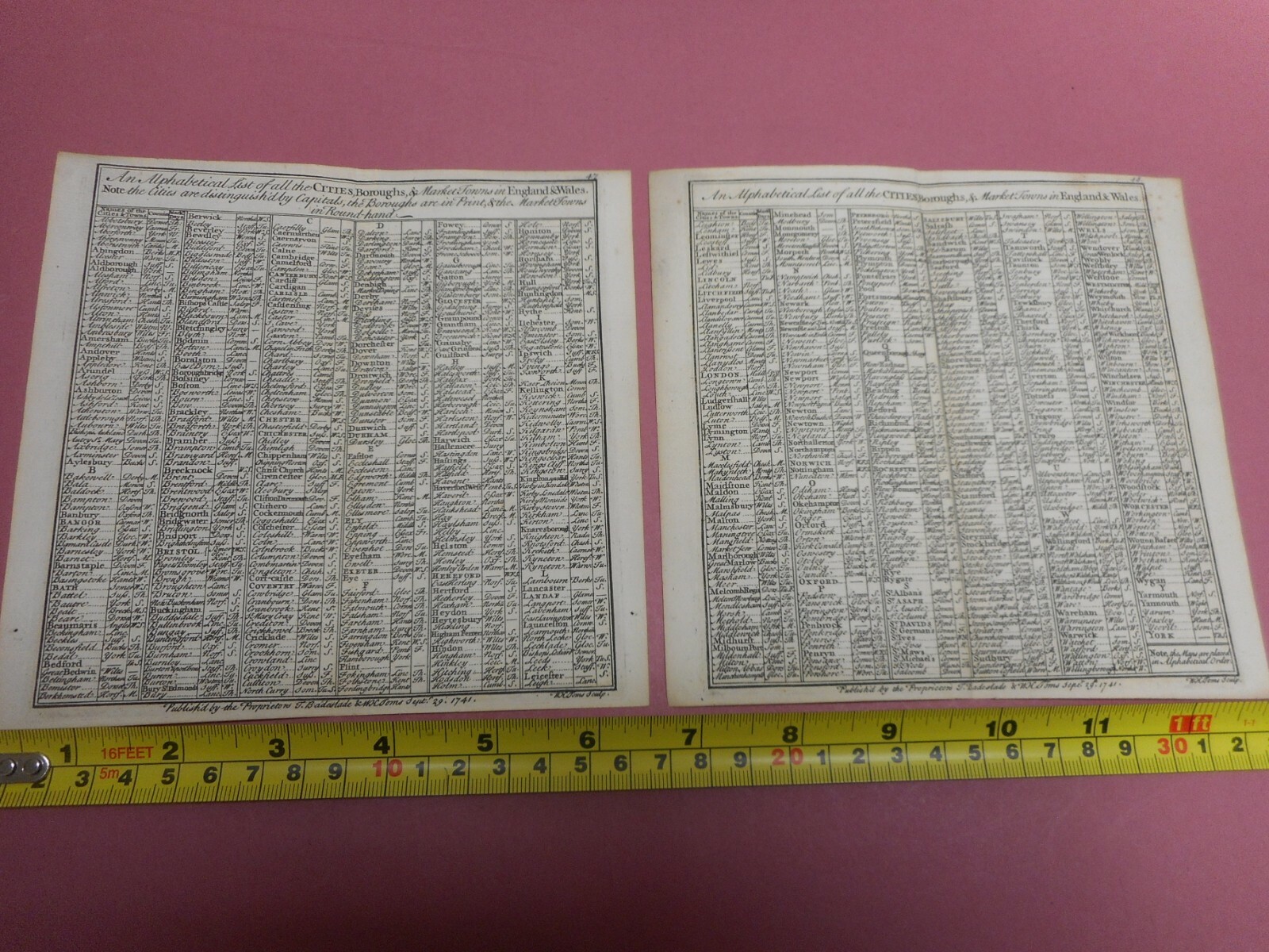 100% ORIGINAL ENGLAND WALES CITY LISTS X2 FROM ATLAS BADESDALE TOMS C1742 VGC
