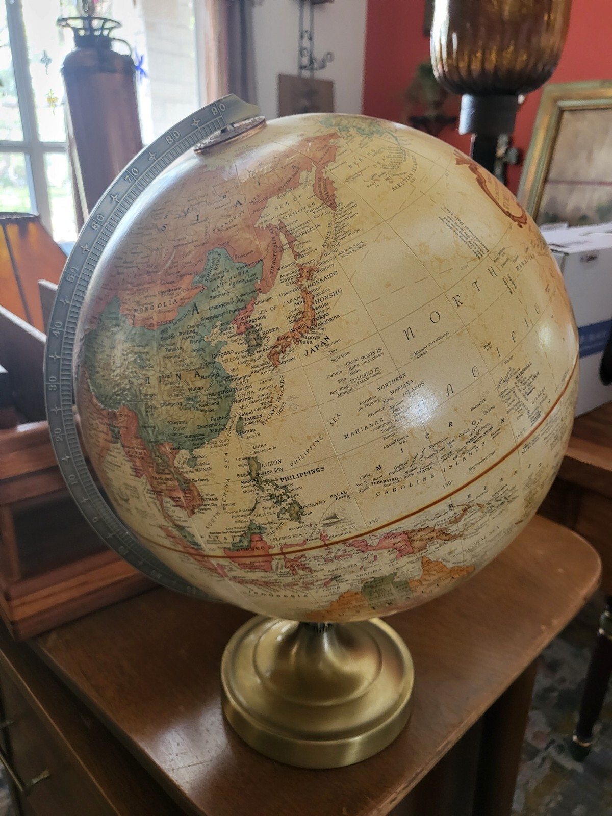 Vintage Replogle 12″ Diameter Raised Relief Rotating World Classic Cart DONOVAN