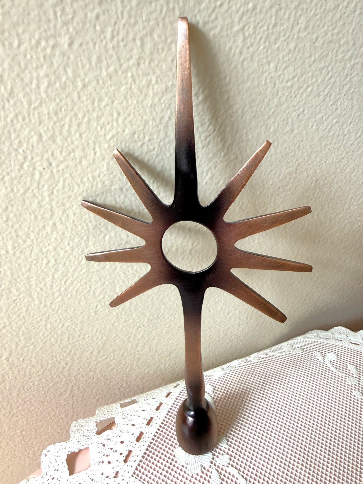 Antique Reproduction Copper Lightening Rod Finial Star/Sun Burst Topper