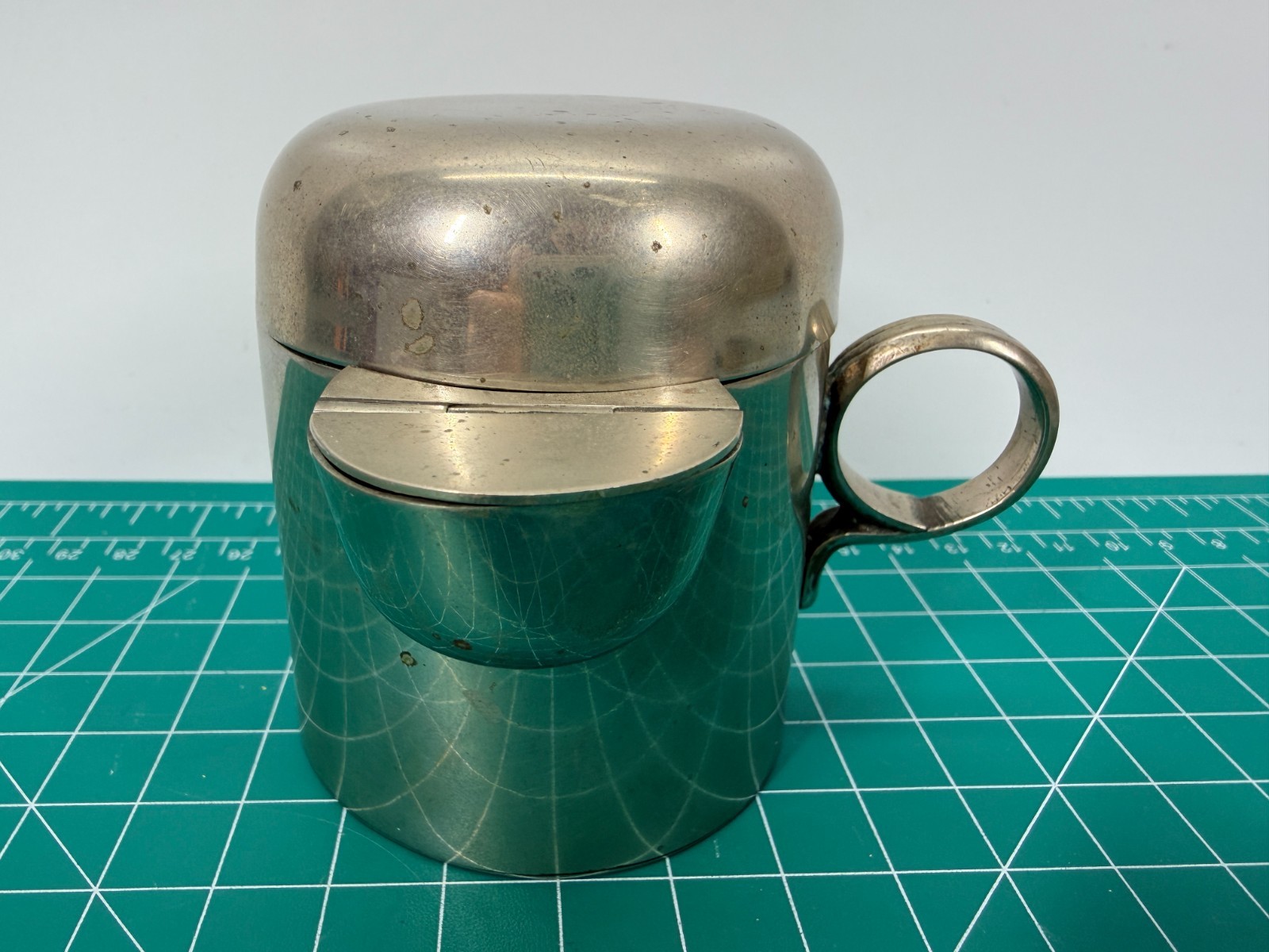 German Silver Plated Creamer Jug With Lid Smooth Finish Mid Century Modern Retro