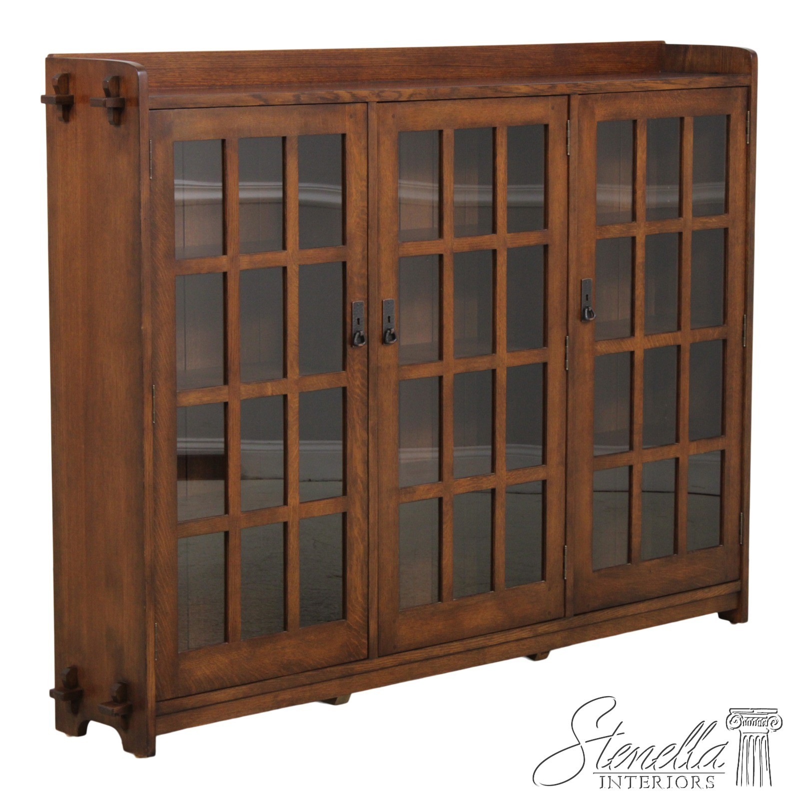73728: STICKLEY Mission Oak Triple Door Bookcase