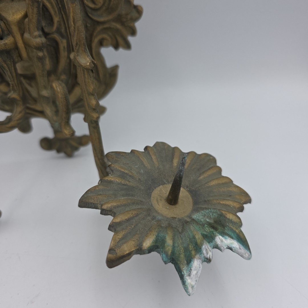 Vintage Brass American Eagle Wall Sconce, Double Candlestick Holder,