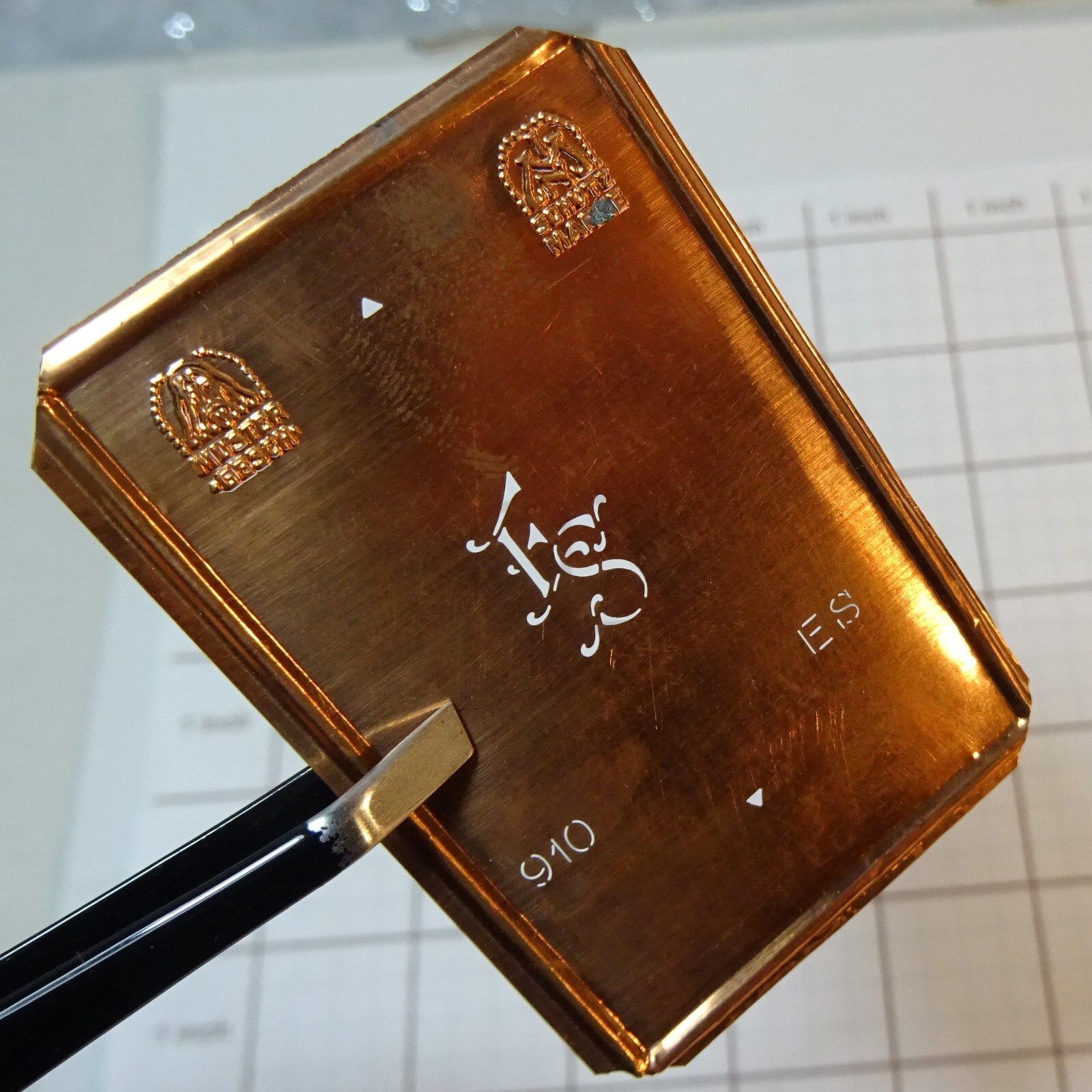 ES E S monogram initials letter copper stencil antique family name sign gift old