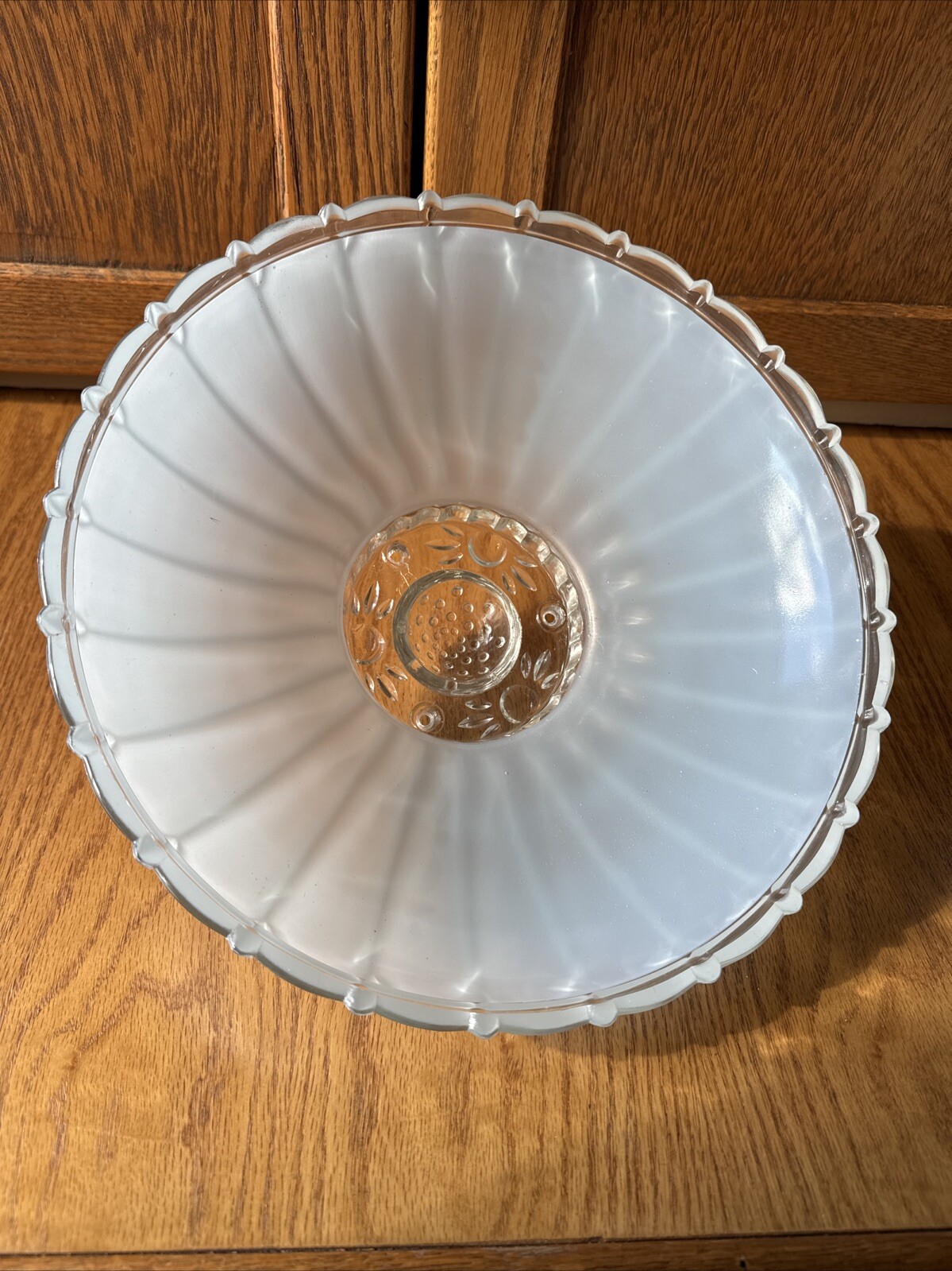 11 3/8″ Vintage 1920’s Ceiling Light Shade Frosted Blue No Center Hole Very Good