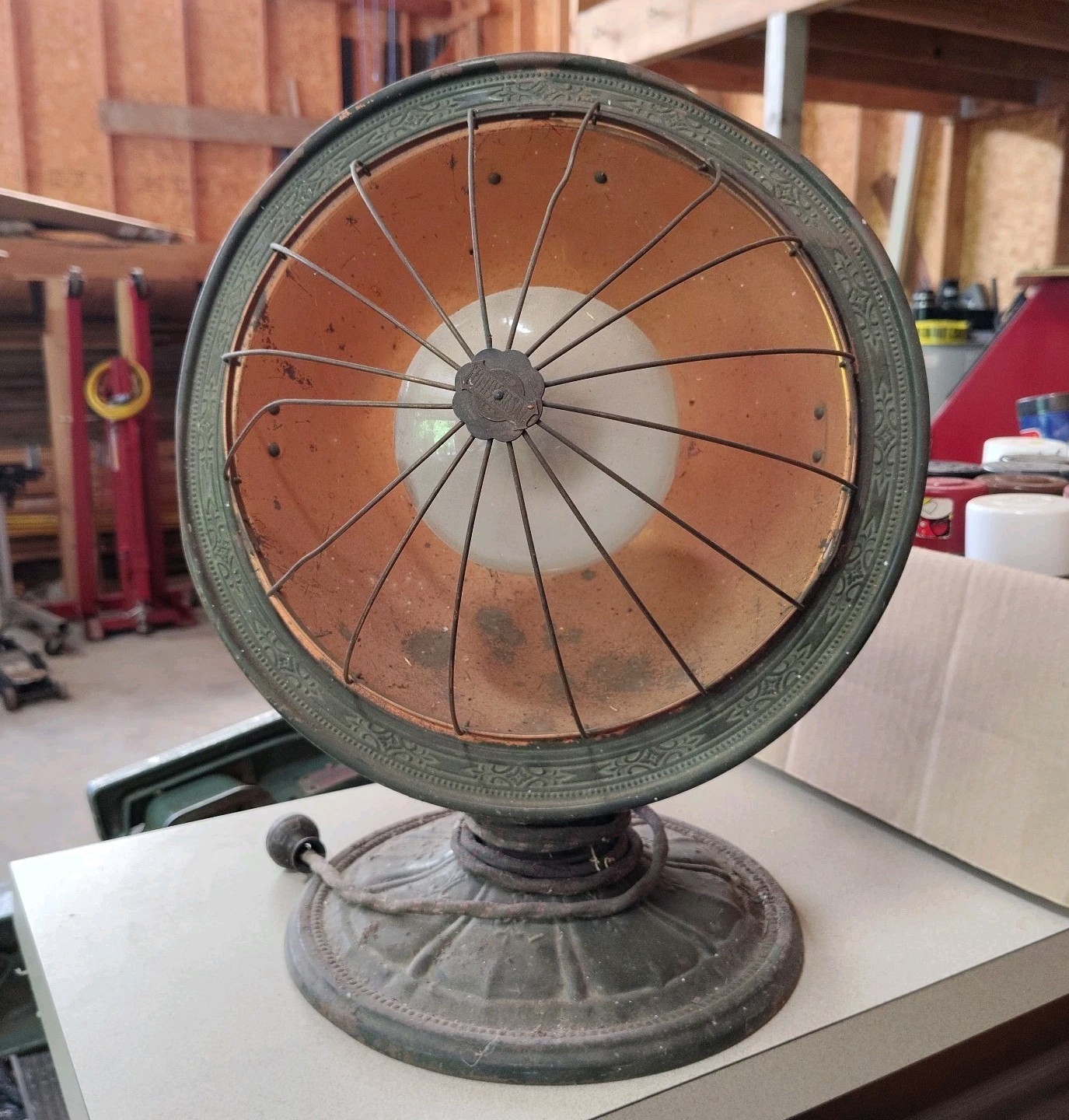 Antique Universal Radiant Heater Landers Frary & Clark Vintage Copper Electric