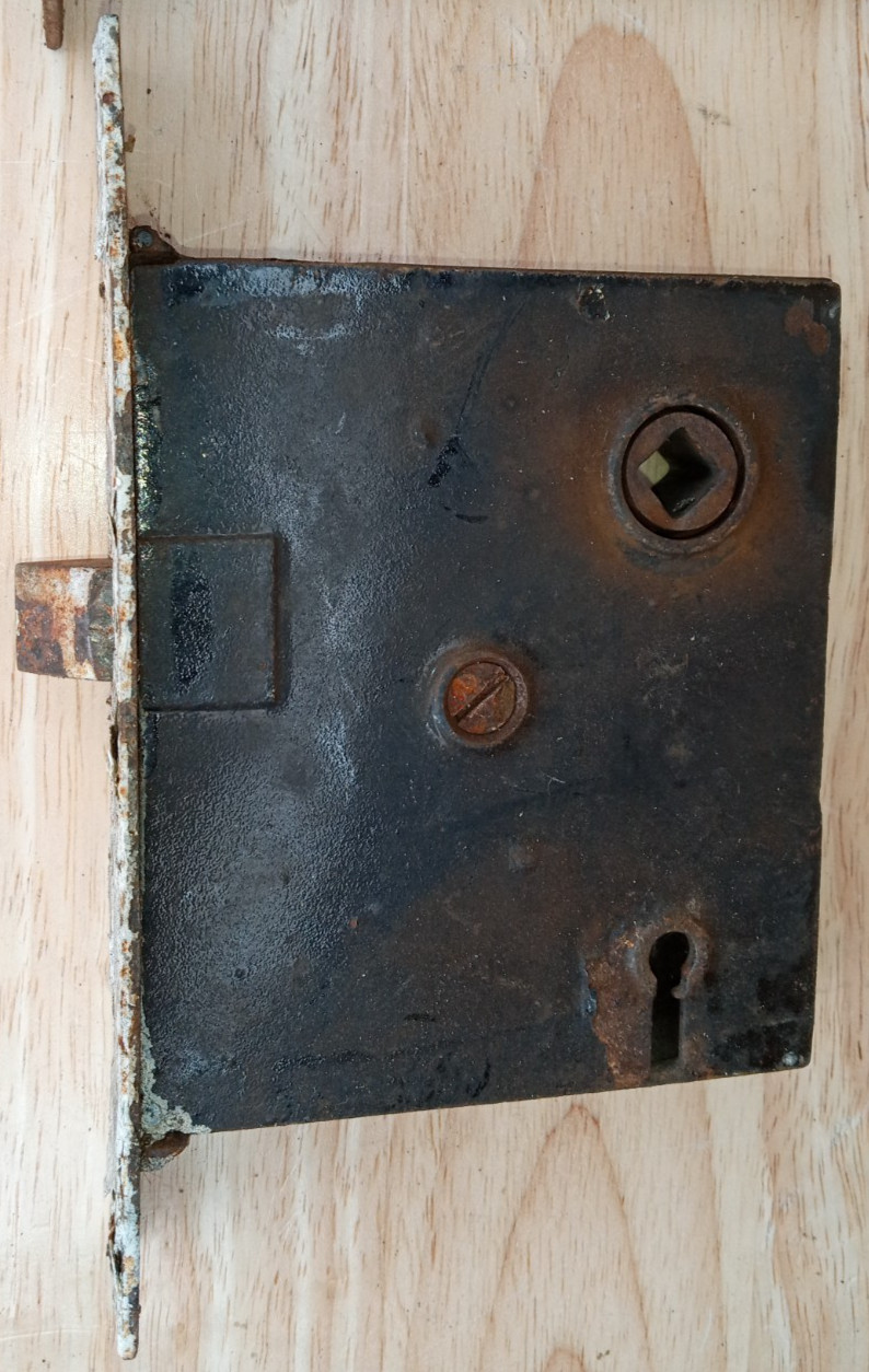 Pair Antique Mortise Door Locks Skeleton Keyhole Salvage Estate Find
