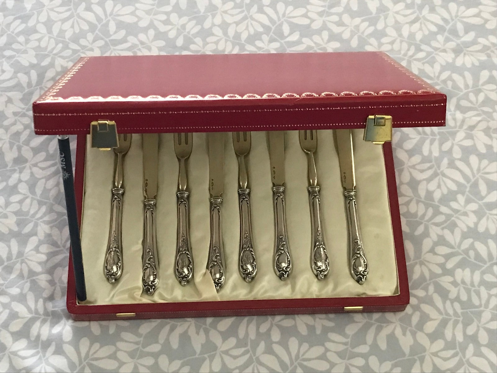 ФАБЕРЖЕ ORIGINAL GILT SET SILVER 84 RUSSIAN FAMOUS “KF” FABERGE IMPERIAL ANTIQUE