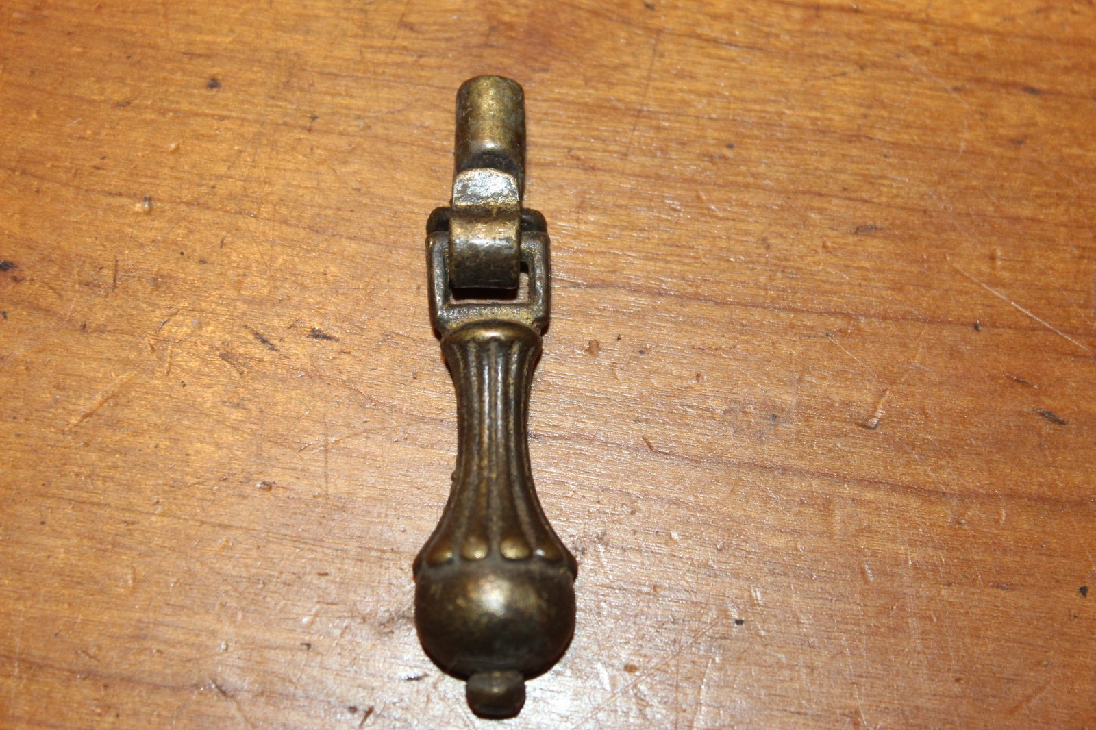 Antique Cast Bronze Drawer Drop Pendant Pull Aged Patina & Ornate Design J-23
