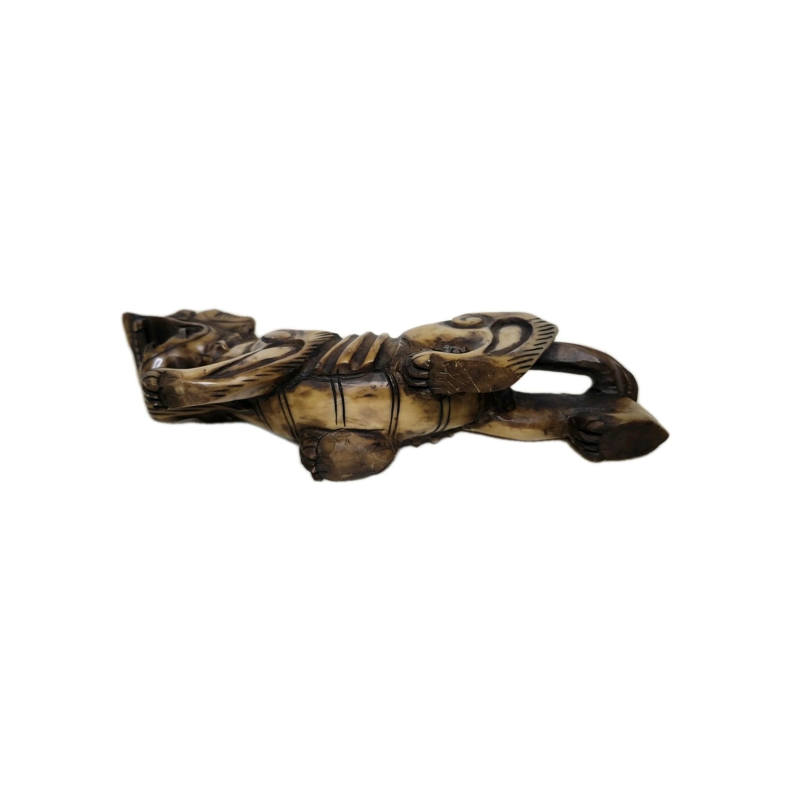 Antique Chinese Hand Carved Stone Dragon Pillow Statue Fengshui Mythical Beast