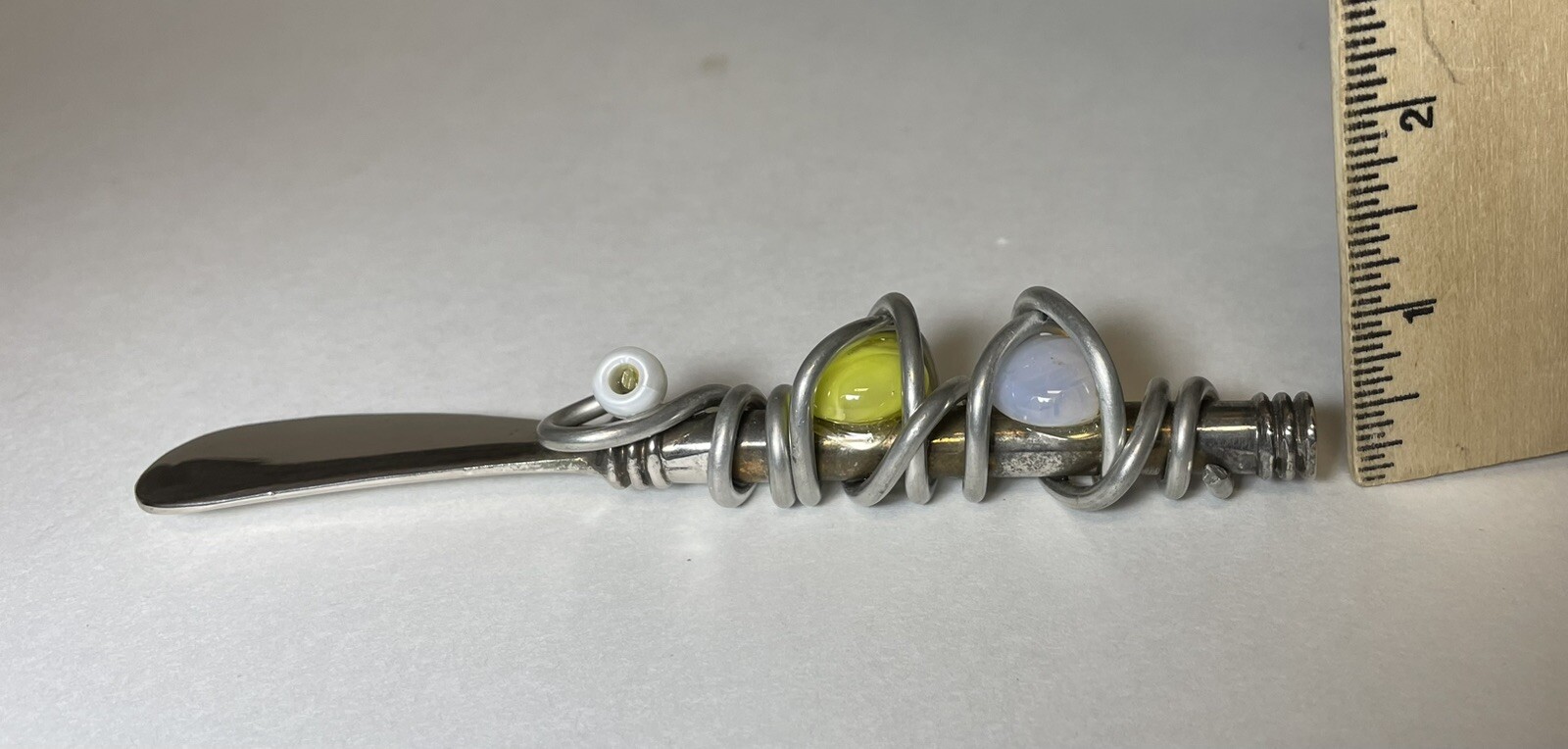 Artisan Made Marble Wire Wrapped Handle Butter Spreader 6″