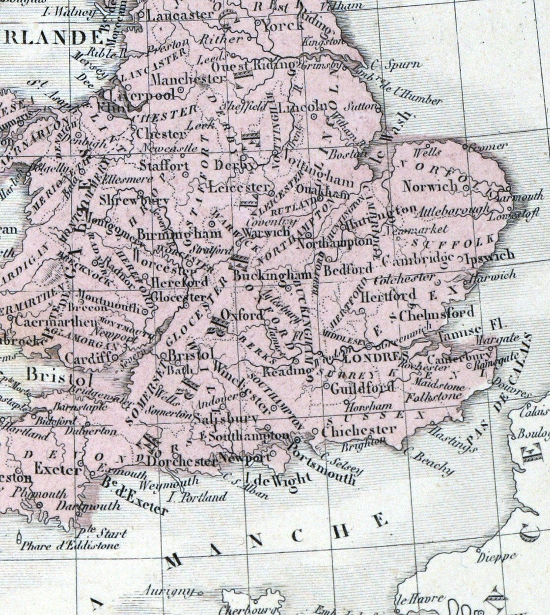 1850 Vuillemin Map British Isles United Kingdom England Scotland Ireland London