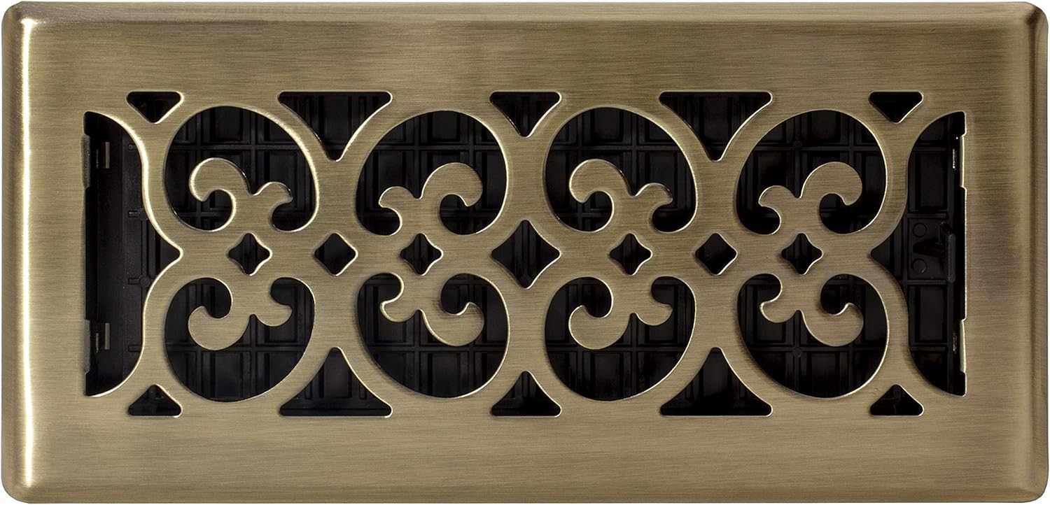 Decor Grates SPH410-A Scroll Design Floor 4×10, Antique Brass Finish
