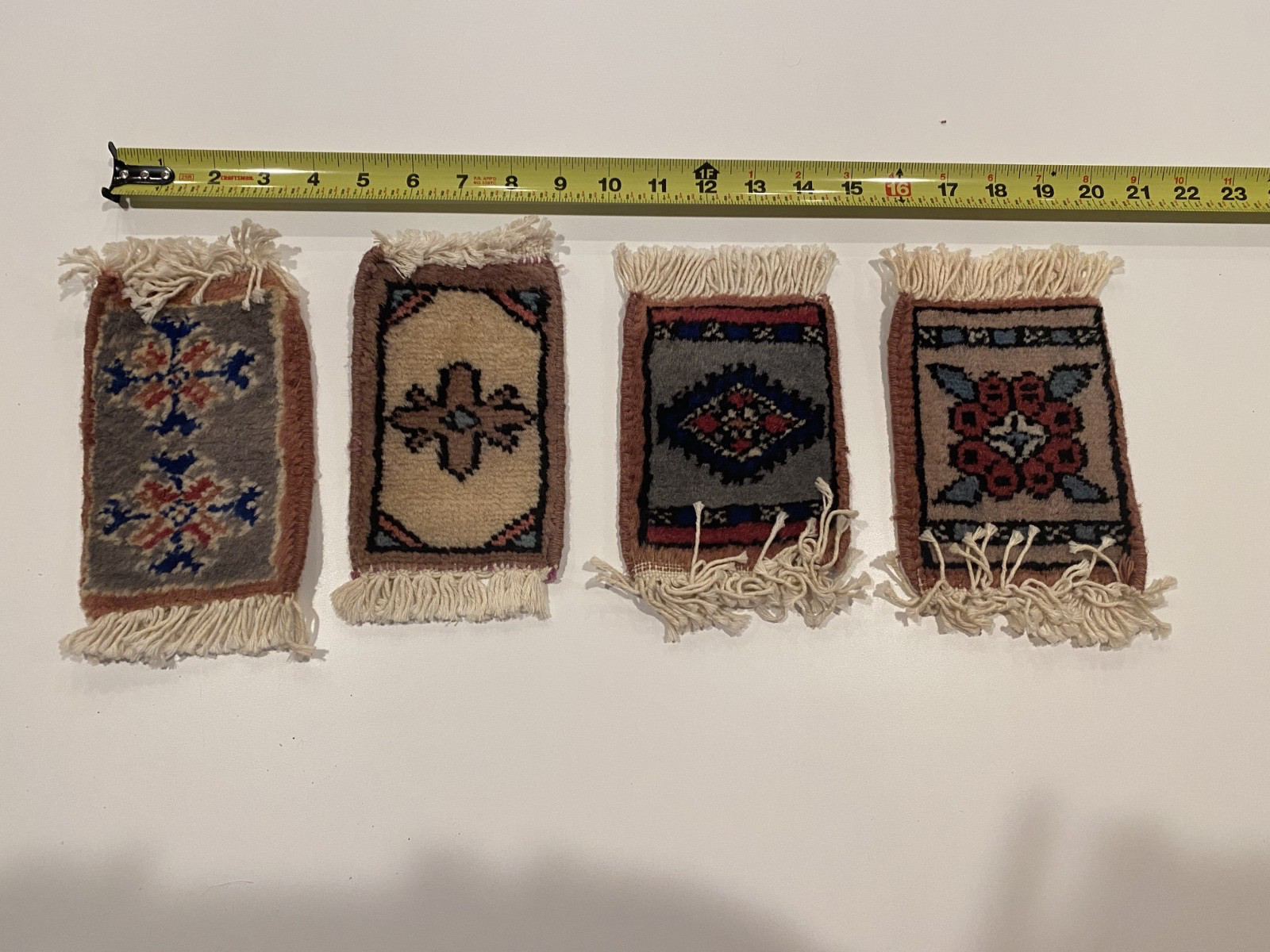 Vintage – Miniature Doll House Wool Woven Rug – Set of 4