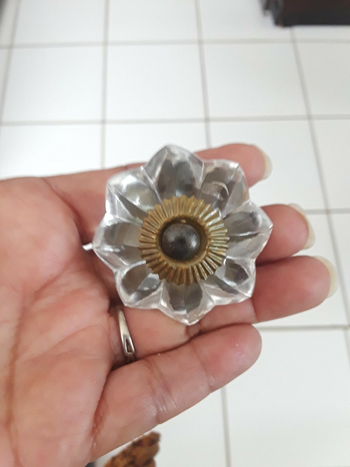 Antique Style Glass Drawer Pull Handles Clear Faceted Octagonal Cabinet Knobs