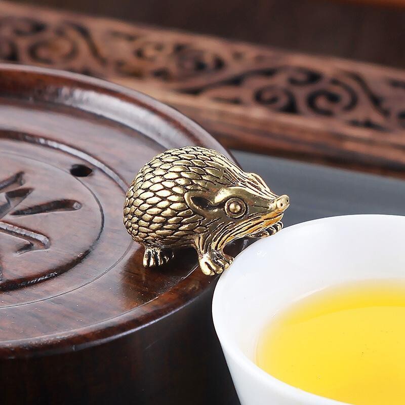 Brass Solid Hedgehog Figurine Animal Statue Toy Ornament Miniature Gift Pet