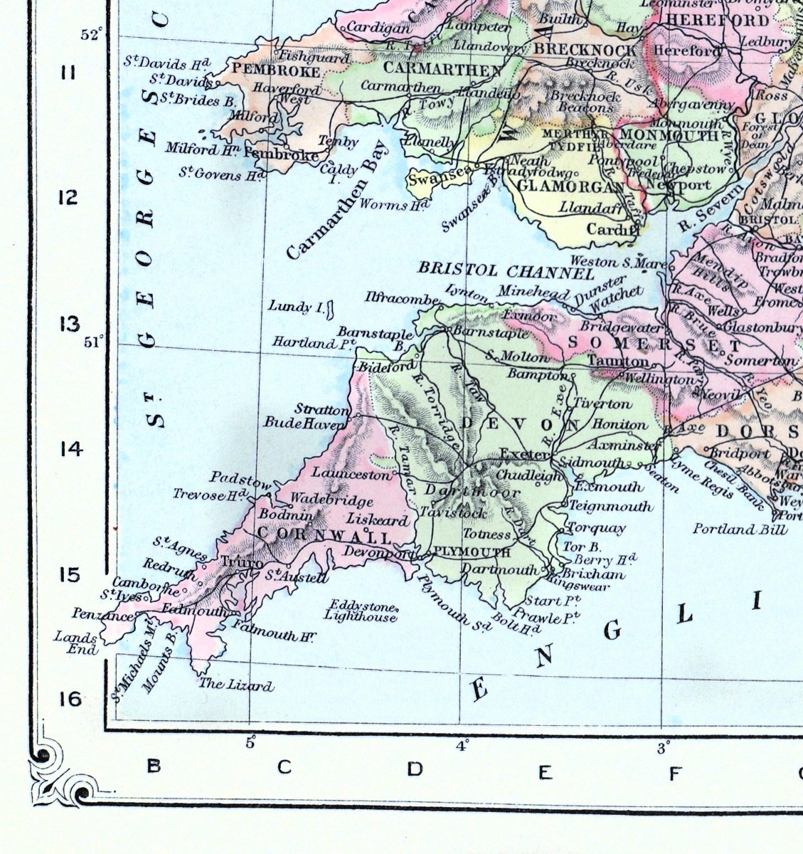 1886 Johnson Map England Wales London Oxford Liverpool Great Britain Cardif UK