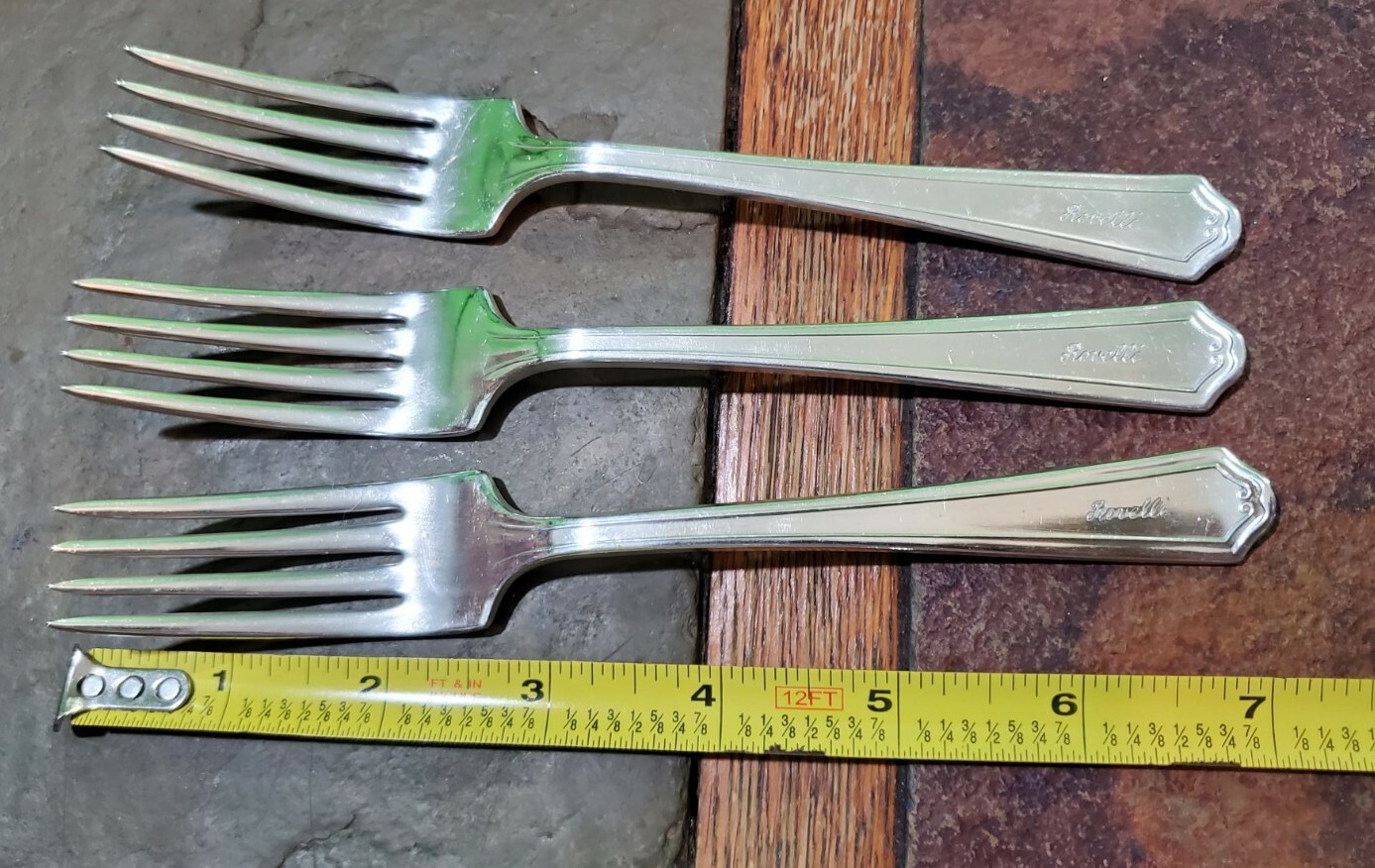 🔎👀 c1936 TOLEDO PTRN LOT OF 3 ROVELLI RESTAURANT SILVERPLATE DINNER FORKS