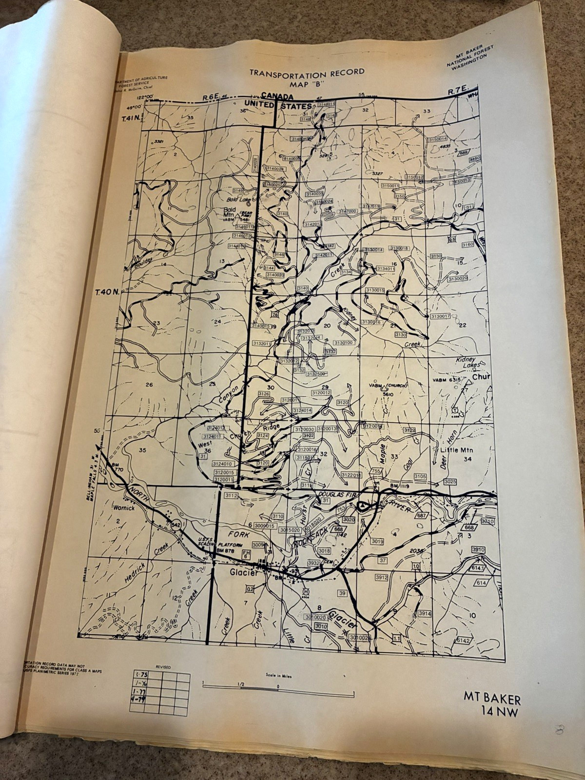 Vtg 1972 Set of 54 US Forest Service Maps Mount Baker National Forest Washington