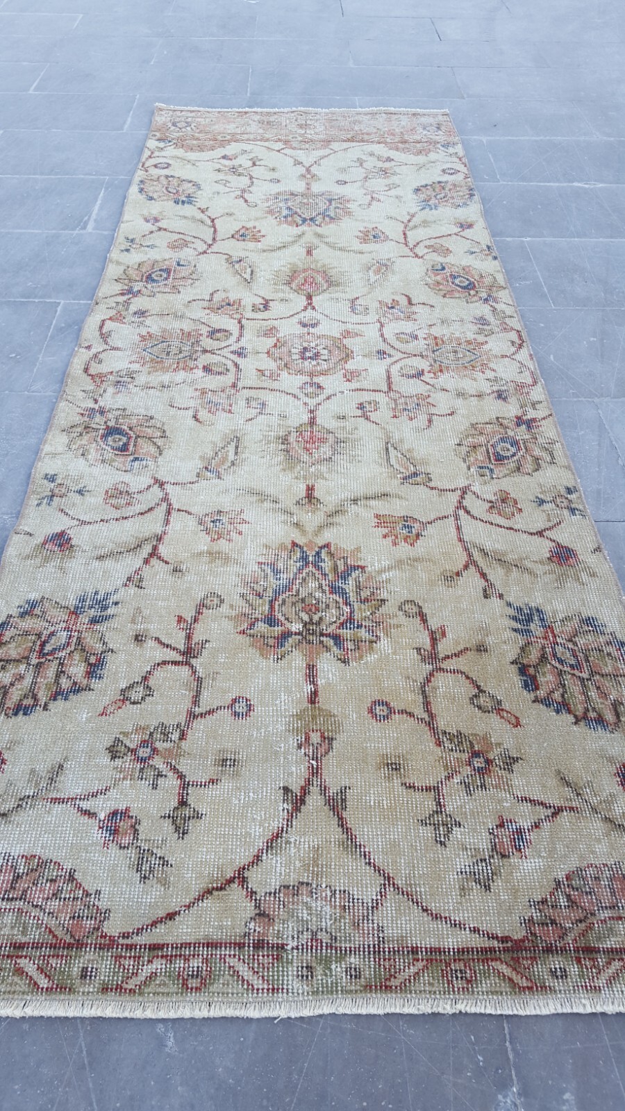 2.5×7 ft Vintage Turkish Runner Rug Wool Anatolian Handmade Hallway Oushak