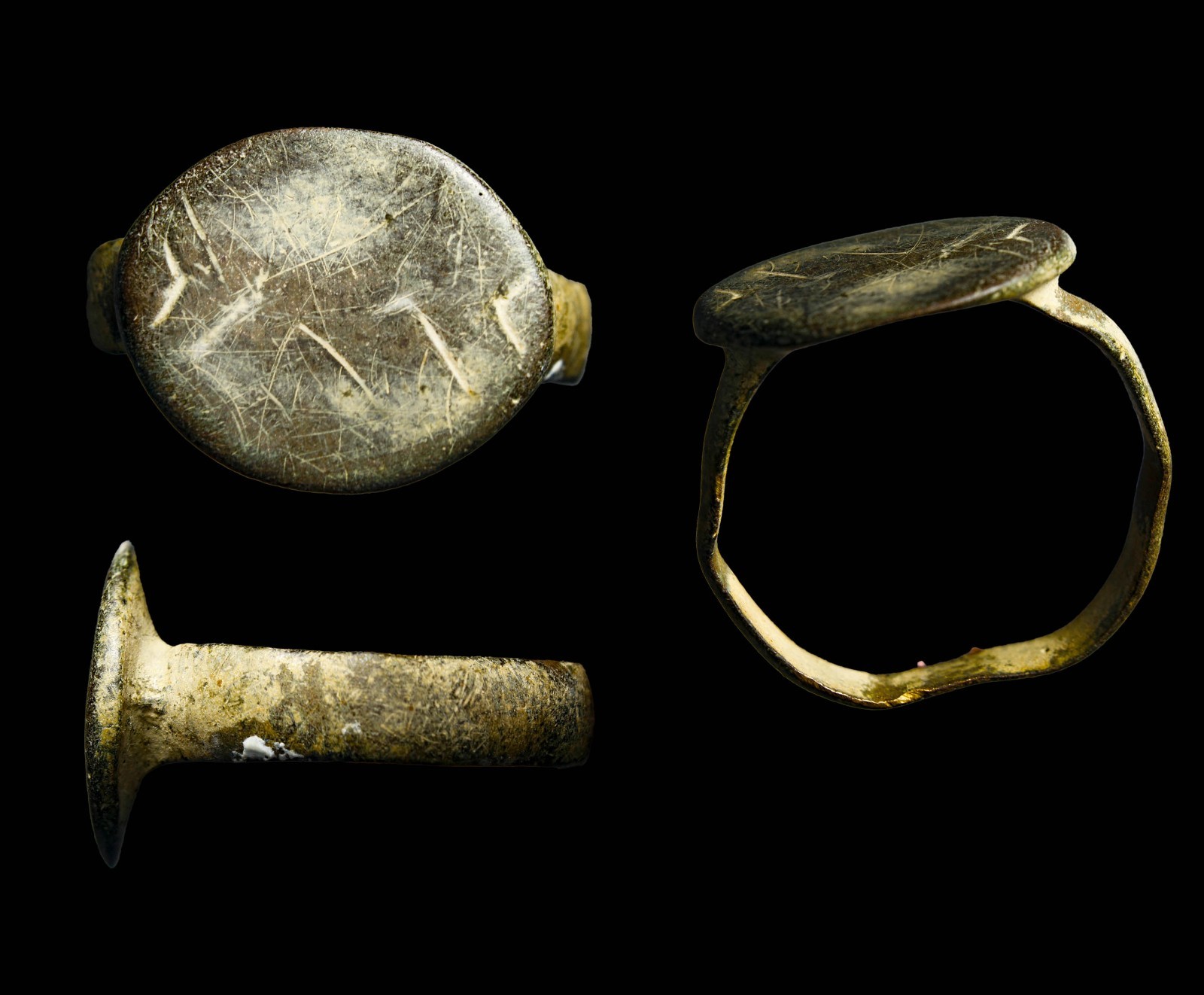 Judaea Inscribed Bronze Signet Ring Aramaic Inscriptions 300 BC Size 9.5 wCOA