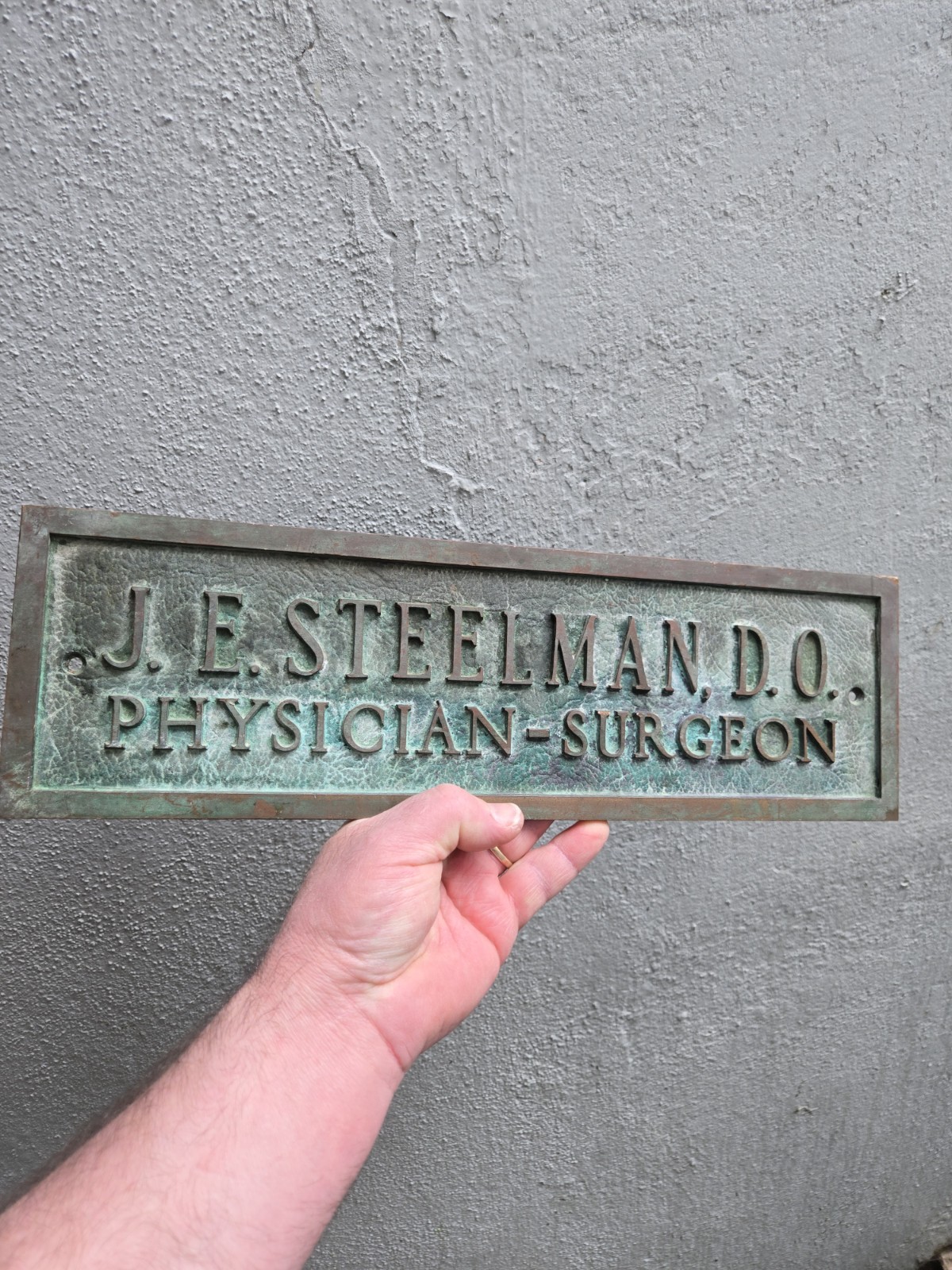 Old Antique Bronze Brass Plaque Dr Steelman Physician Surgeon Advertising Sign