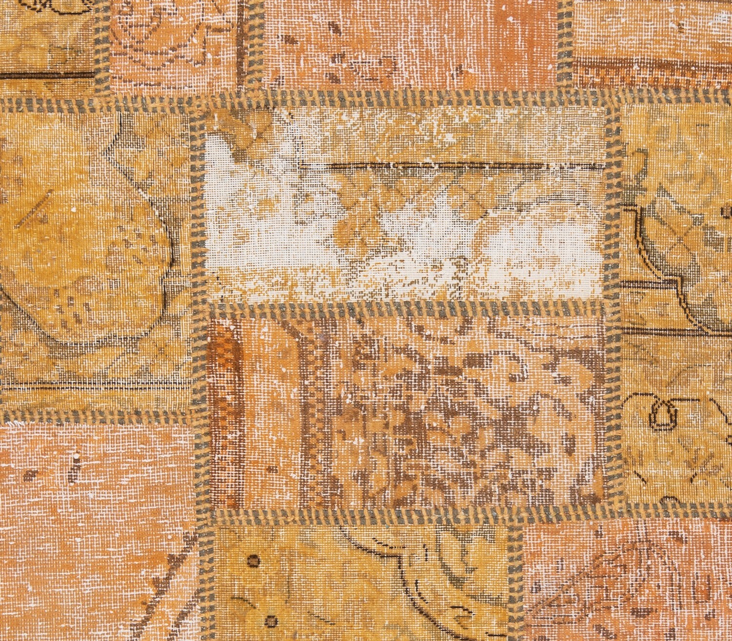 Patchwork 183×120 cm Hand Knotted Oriental Rug Vintage Carpet Yellow